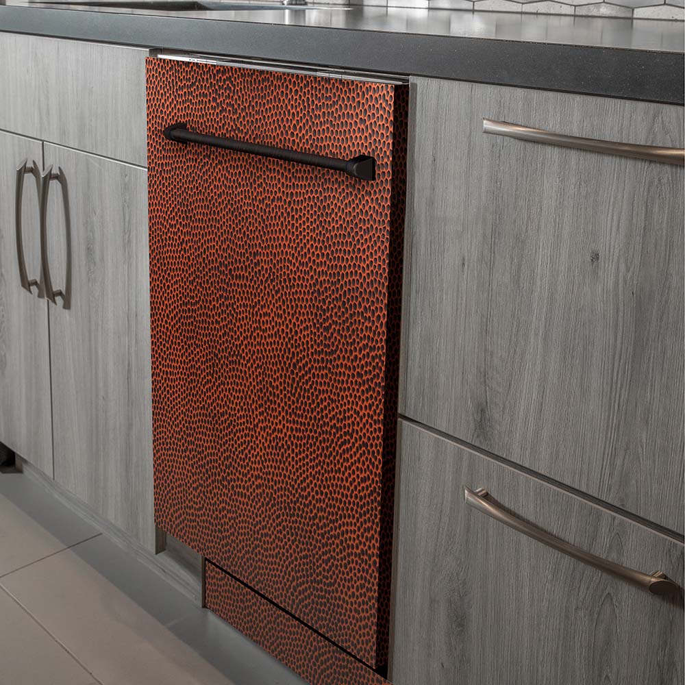 ZLINE 24 in. Top Control Dishwasher with Hand-Hammered Copper Panel and Traditional Style Handle, 52dBa (DW-HH-H-24) - Image 8