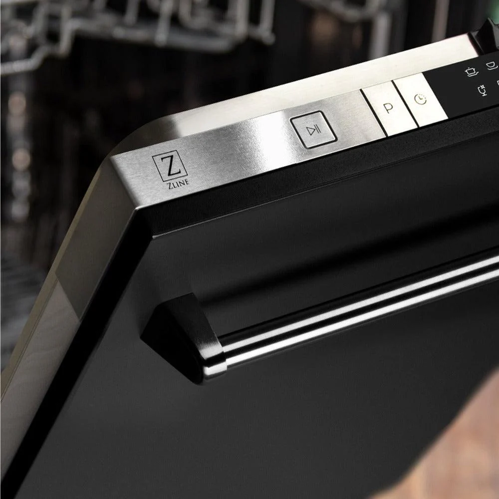 ZLINE 24 in. Top Control Dishwasher with Black Matte Panel and Traditional Style Handle, 52dBa (DW-BLM-24) - Image 2