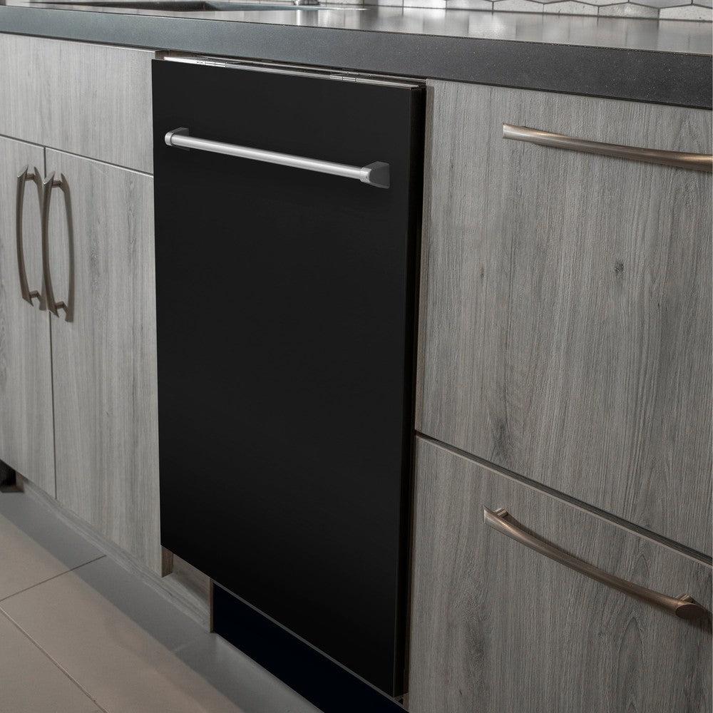 ZLINE 24 in. Top Control Dishwasher with Black Matte Panel and Traditional Style Handle, 52dBa (DW-BLM-24) - Image 8