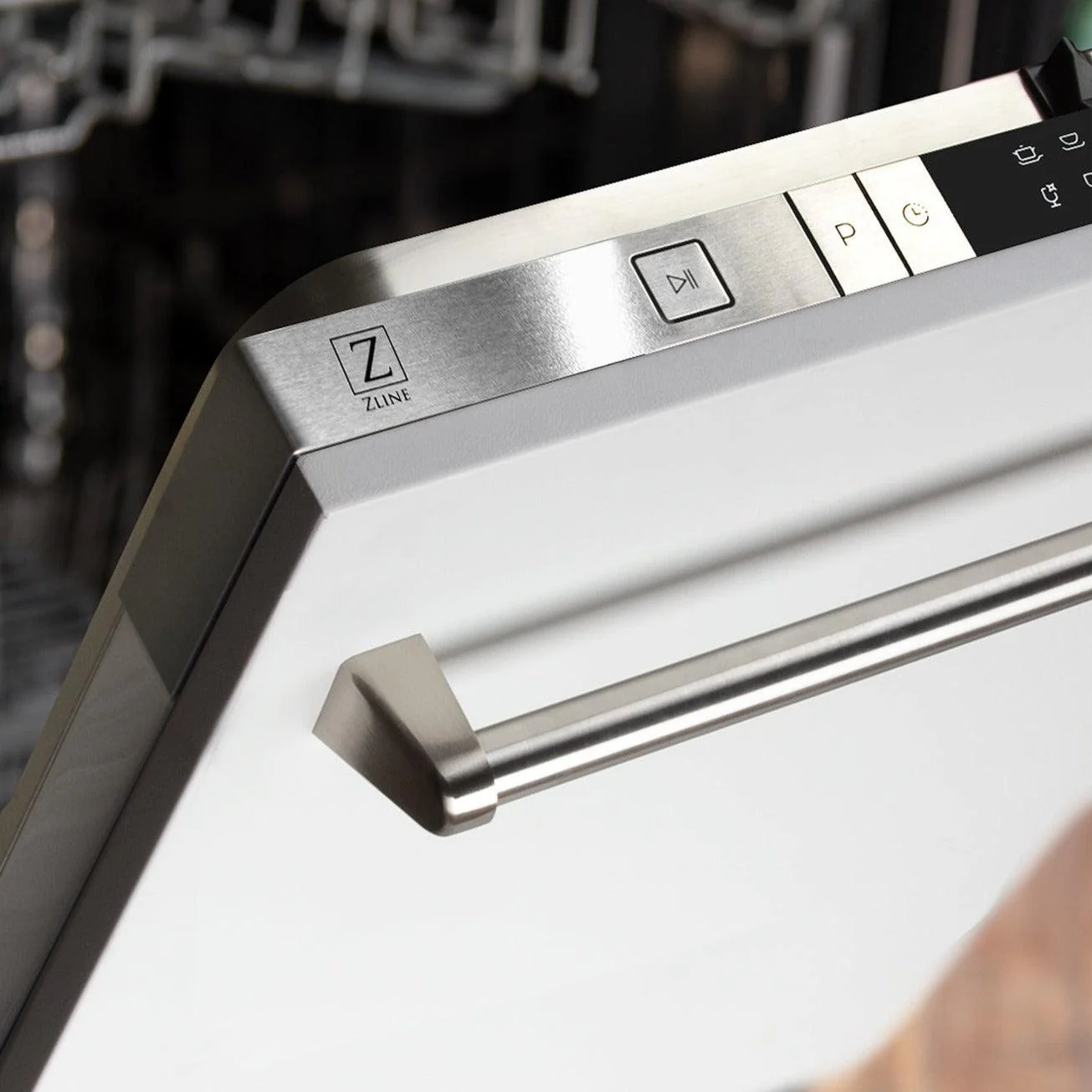 ZLINE 24 in. Top Control Dishwasher with Matte White Panel and Traditional Style Handle, 52dBa (DW-WM-24) - Image 2