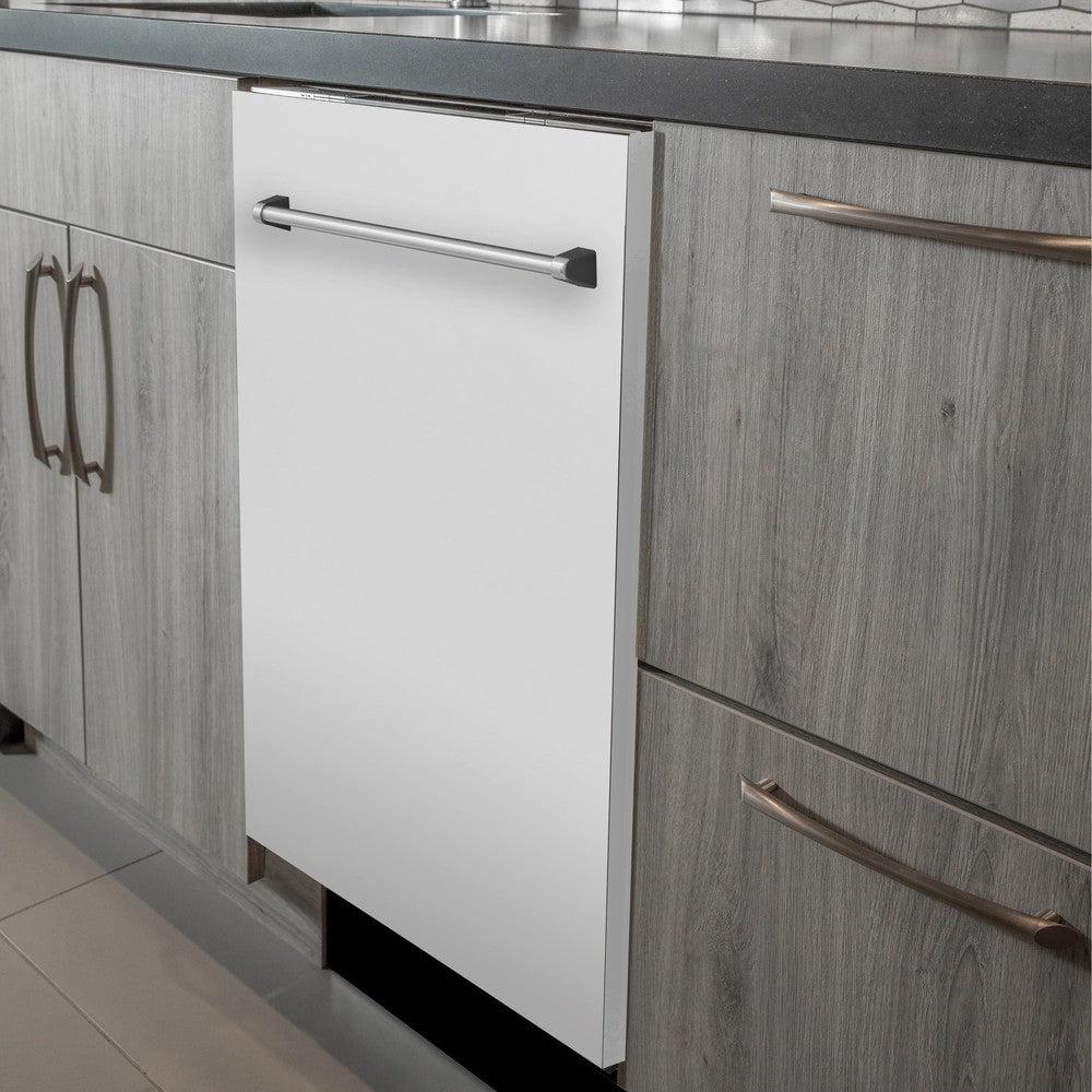 ZLINE 24 in. Top Control Dishwasher with Matte White Panel and Traditional Style Handle, 52dBa (DW-WM-24) - Image 8