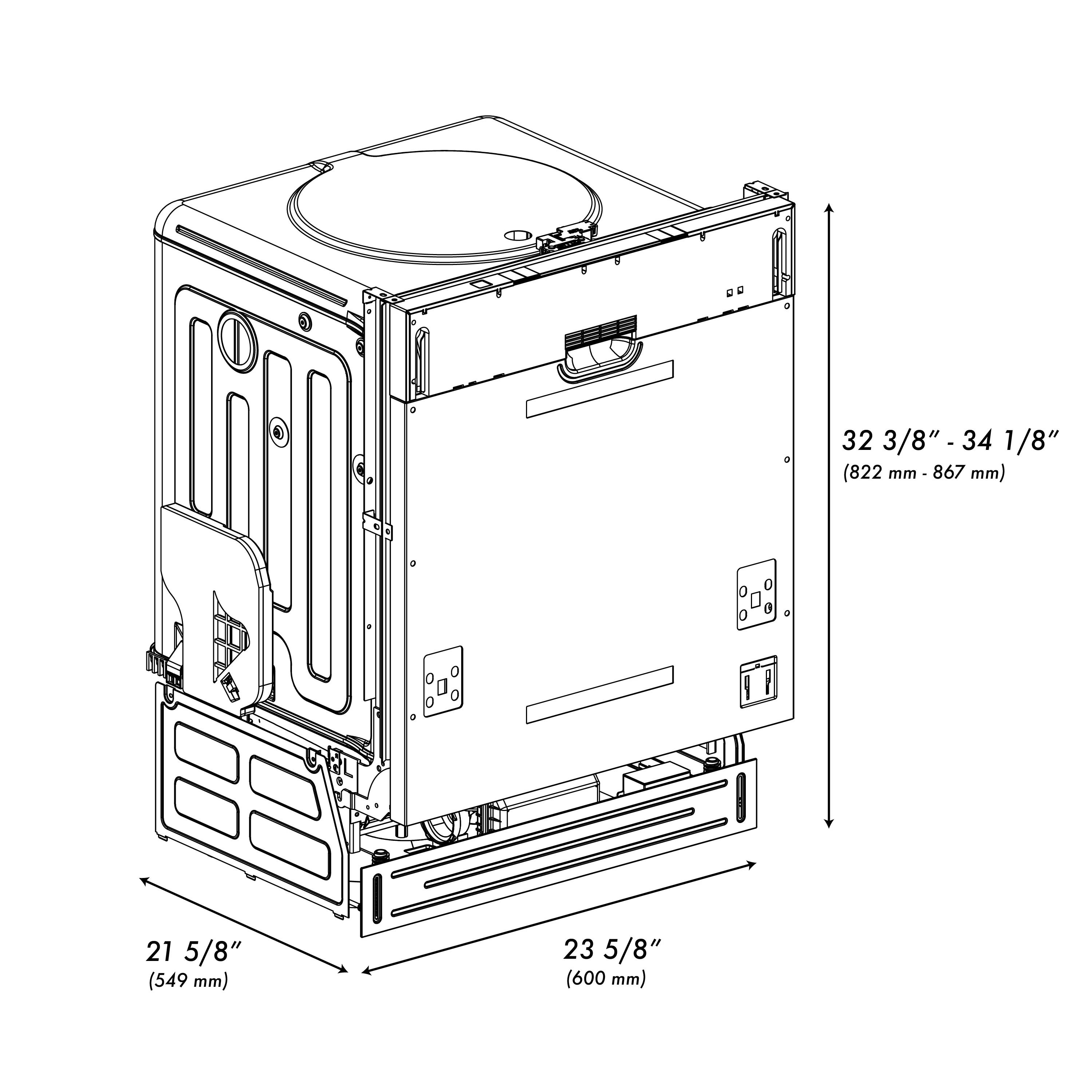 ZLINE 24 in. Panel Ready Top Control Dishwasher with Stainless Steel Tub, 52dBa (DW7713-24) - Image 10