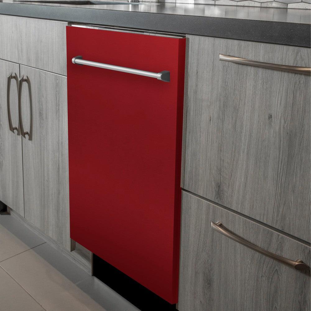 ZLINE 24 in. Top Control Dishwasher with Red Gloss Panel and Traditional Style Handle, 52dBa (DW-RG-24) - Image 8