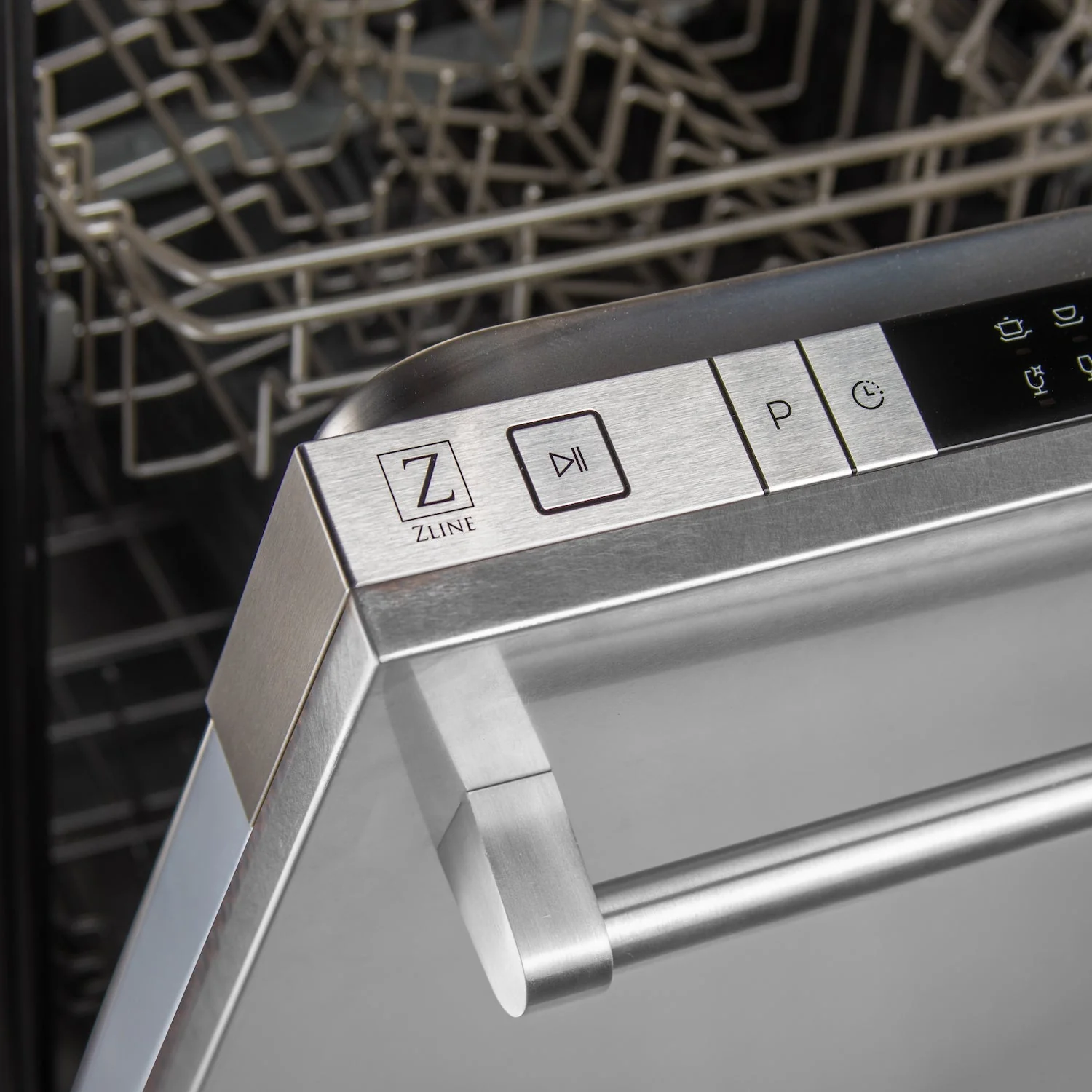 ZLINE 24 in. Top Control Built-In Dishwasher with Satin Stainless Steel Panel and Stainless Steel Tub with Traditional Style Handle, 52dBa (DW-SN-H-24) - Image 6
