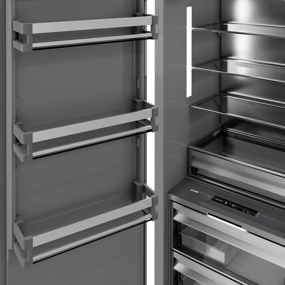 ZLINE 24 in. 12.4 cu. ft. Column Freezer in Black Stainless Steel with Graphite Gray Interior (RCFV-BS-24) - Image 9