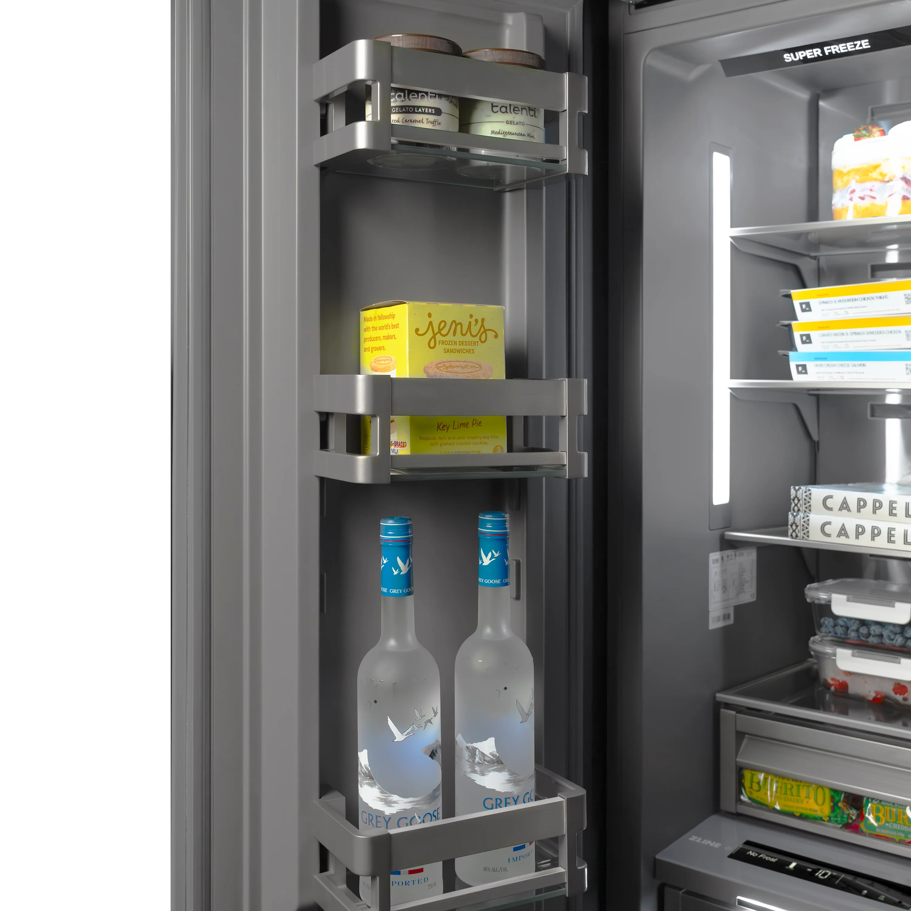 ZLINE 24 in. 12.4 cu. ft. Column Freezer in Satin Stainless Steel with Graphite Gray Interior (RCFV-SN-24) - Image 4