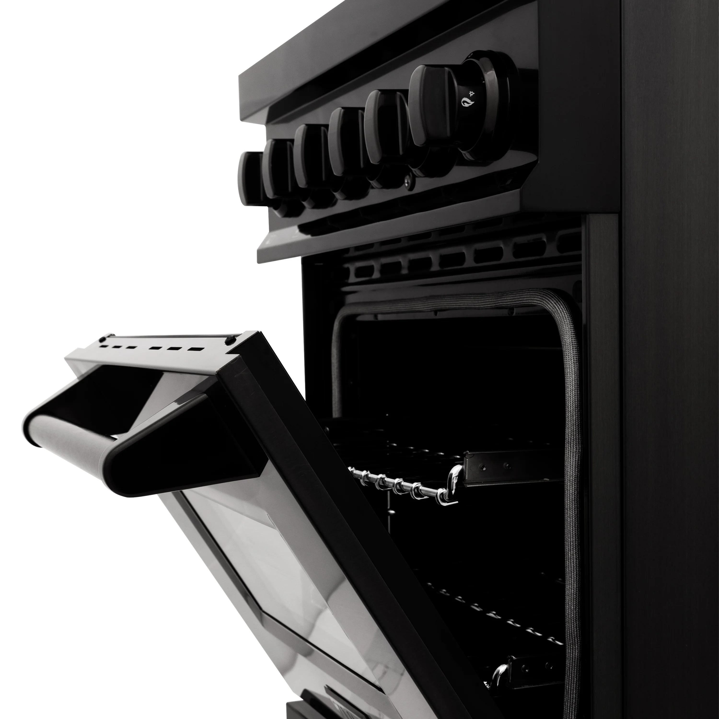 ZLINE 24 in. 2.8 cu. ft. Legacy Dual Fuel Range with 4 Burner Gas Cooktop and Electric Convection Oven in Black Stainless Steel, Open Box-Great Condition - Image 8