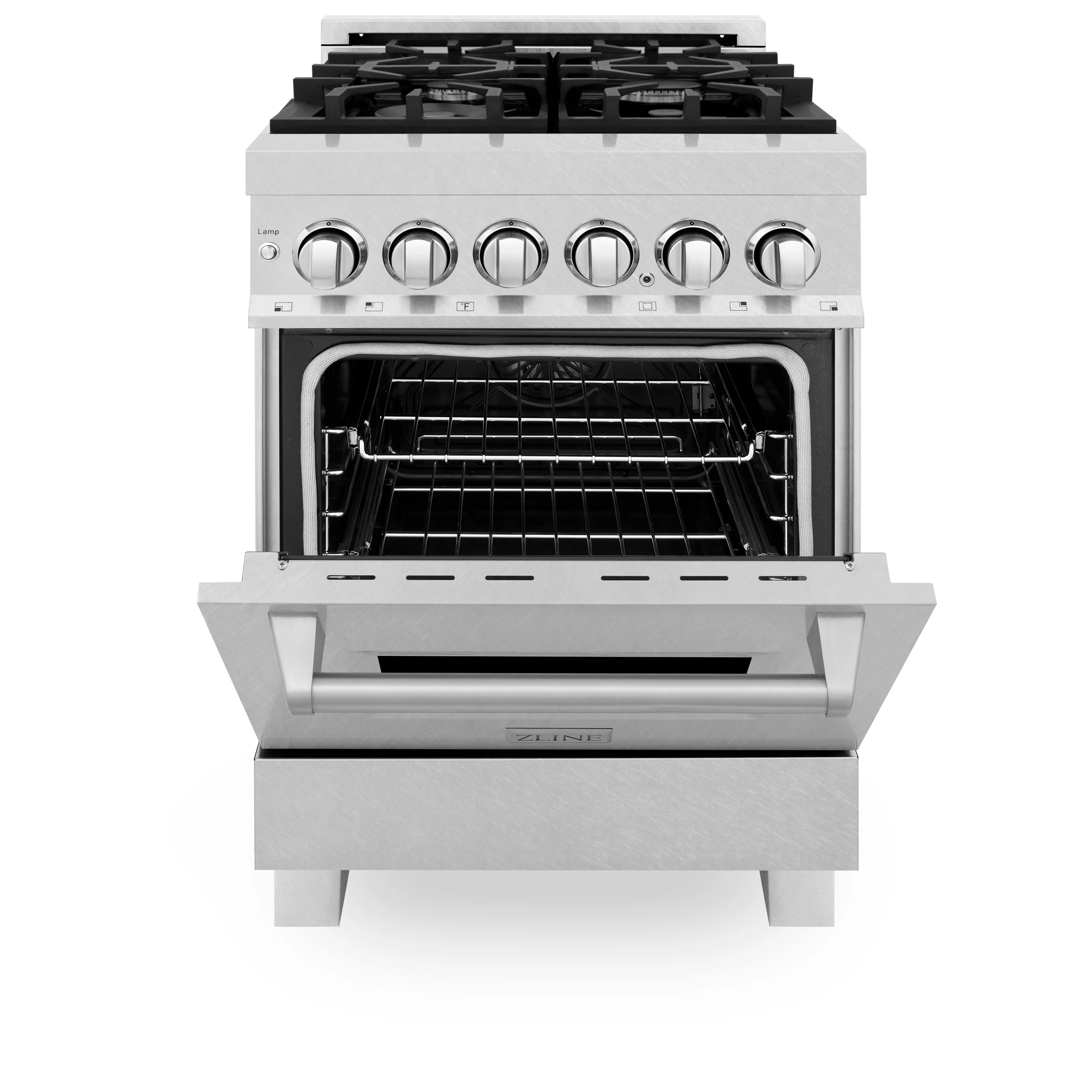 ZLINE 24 in. 2.8 cu. ft. Legacy Dual Fuel Range with 4 Burner Gas Cooktop and Electric Convection Oven in Satin Stainless Steel, Open Box-Great Condition - Image 5