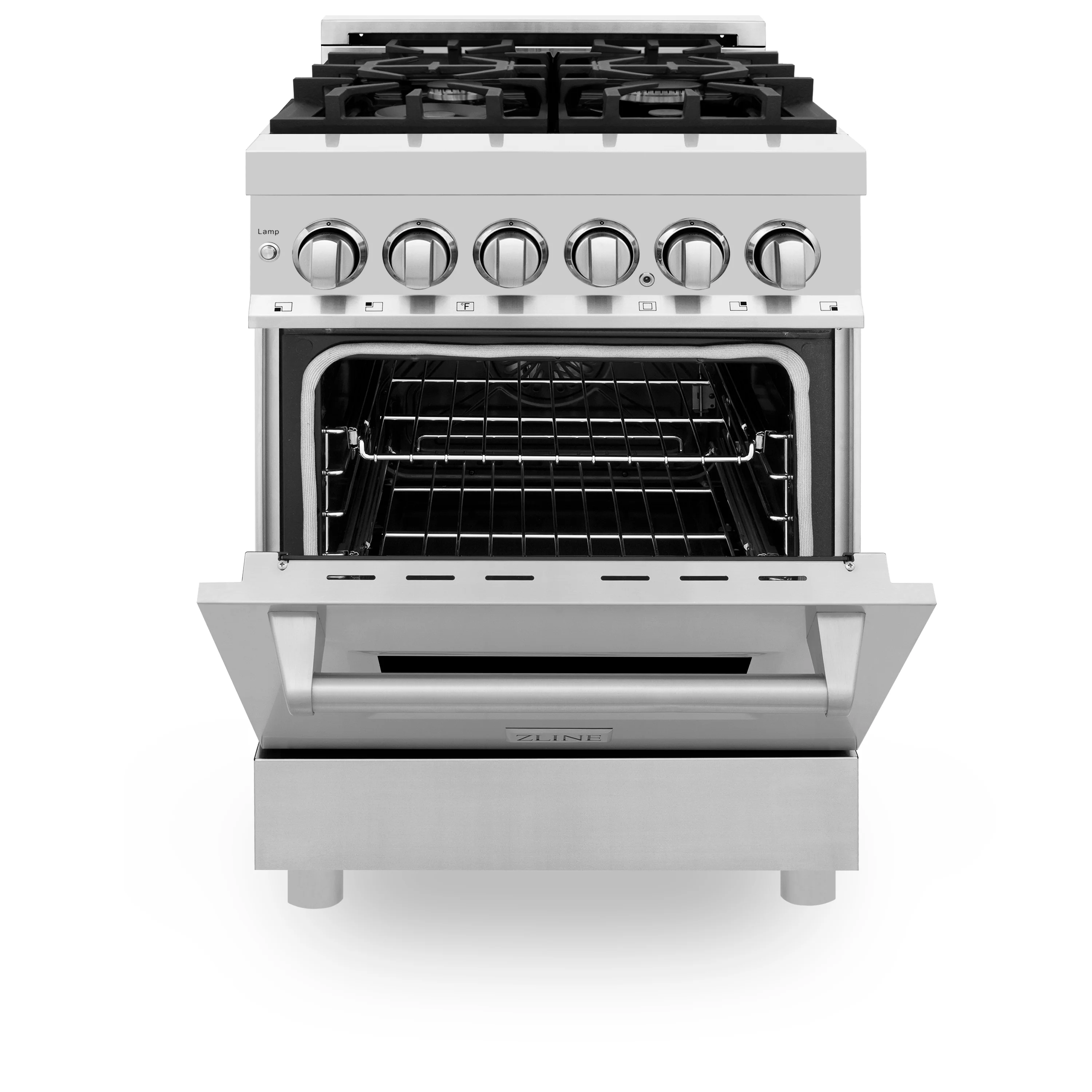 ZLINE 24 in. 2.8 cu. ft. Legacy Dual Fuel Range with 4 Burner Gas Cooktop and Electric Convection Oven in Stainless Steel, Open Box-Great Condition - Image 4
