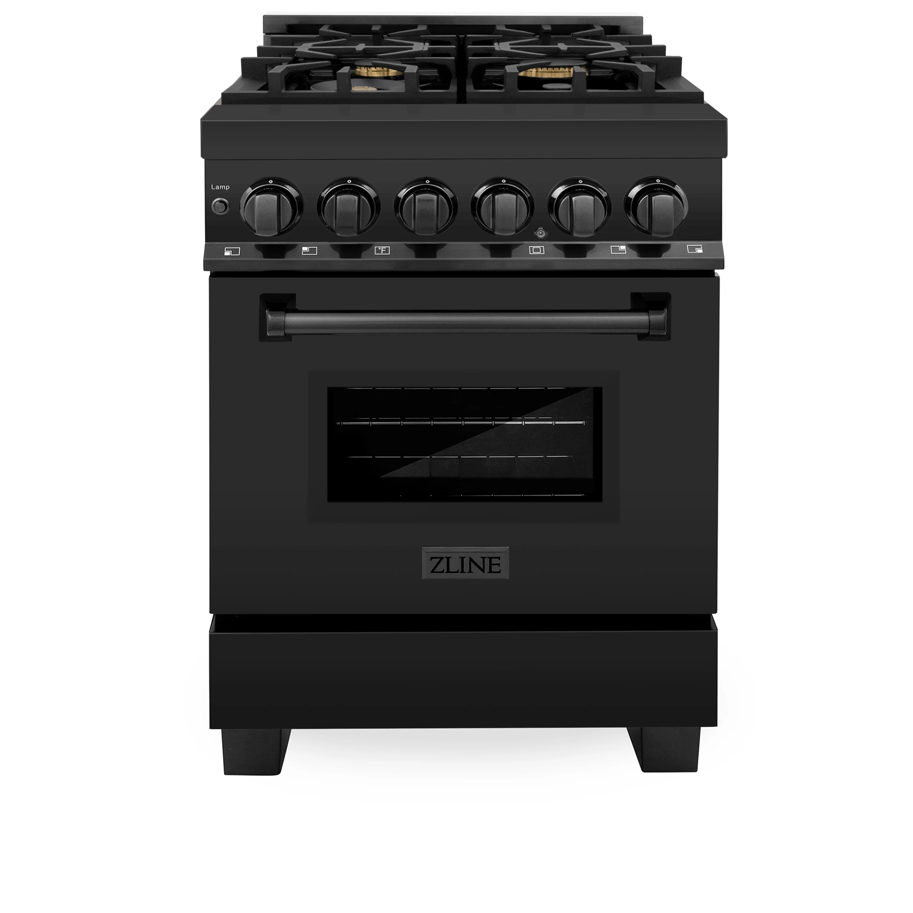 ZLINE 24 in. 2.8 cu. ft. Legacy Dual Fuel Range with Gas Cooktop and Electric Convection Oven in Black Stainless Steel with 4 Brass Burners, Open Box-Great Condition - Image 5