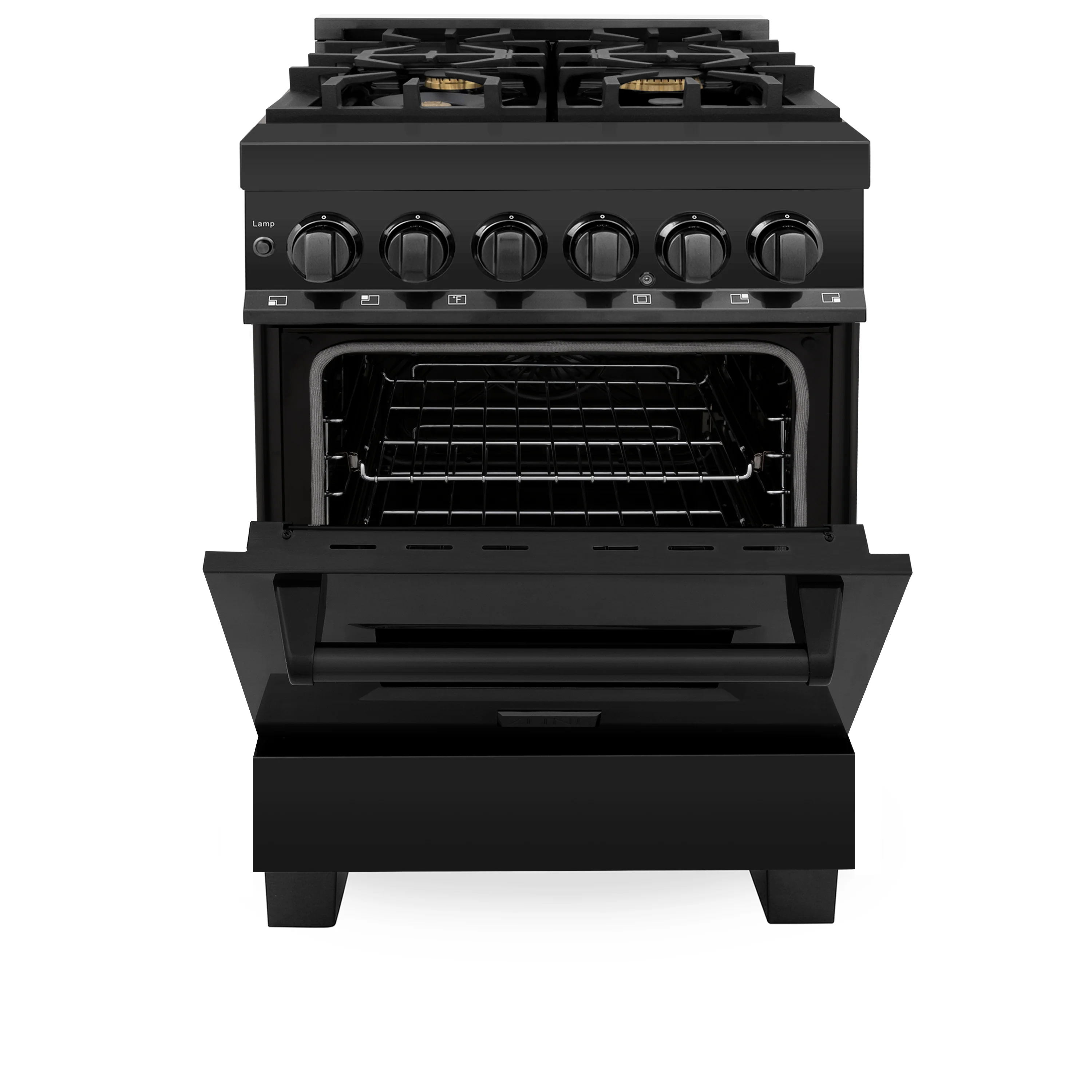 ZLINE 24 in. 2.8 cu. ft. Legacy Dual Fuel Range with Gas Cooktop and Electric Convection Oven in Black Stainless Steel with 4 Brass Burners, Open Box-Great Condition - Image 6
