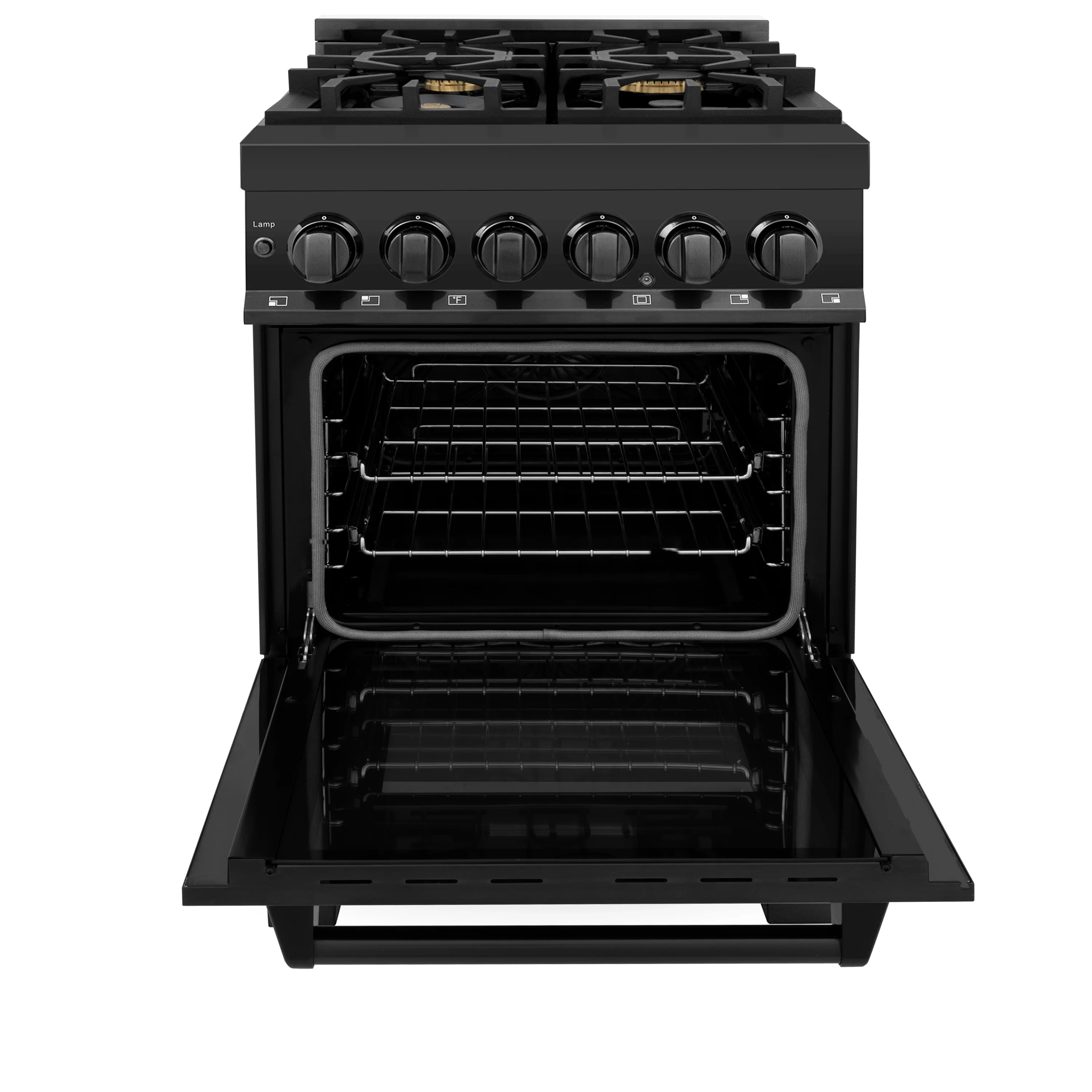 ZLINE 24 in. 2.8 cu. ft. Legacy Dual Fuel Range with Gas Cooktop and Electric Convection Oven in Black Stainless Steel with 4 Brass Burners, Open Box-Great Condition - Image 7