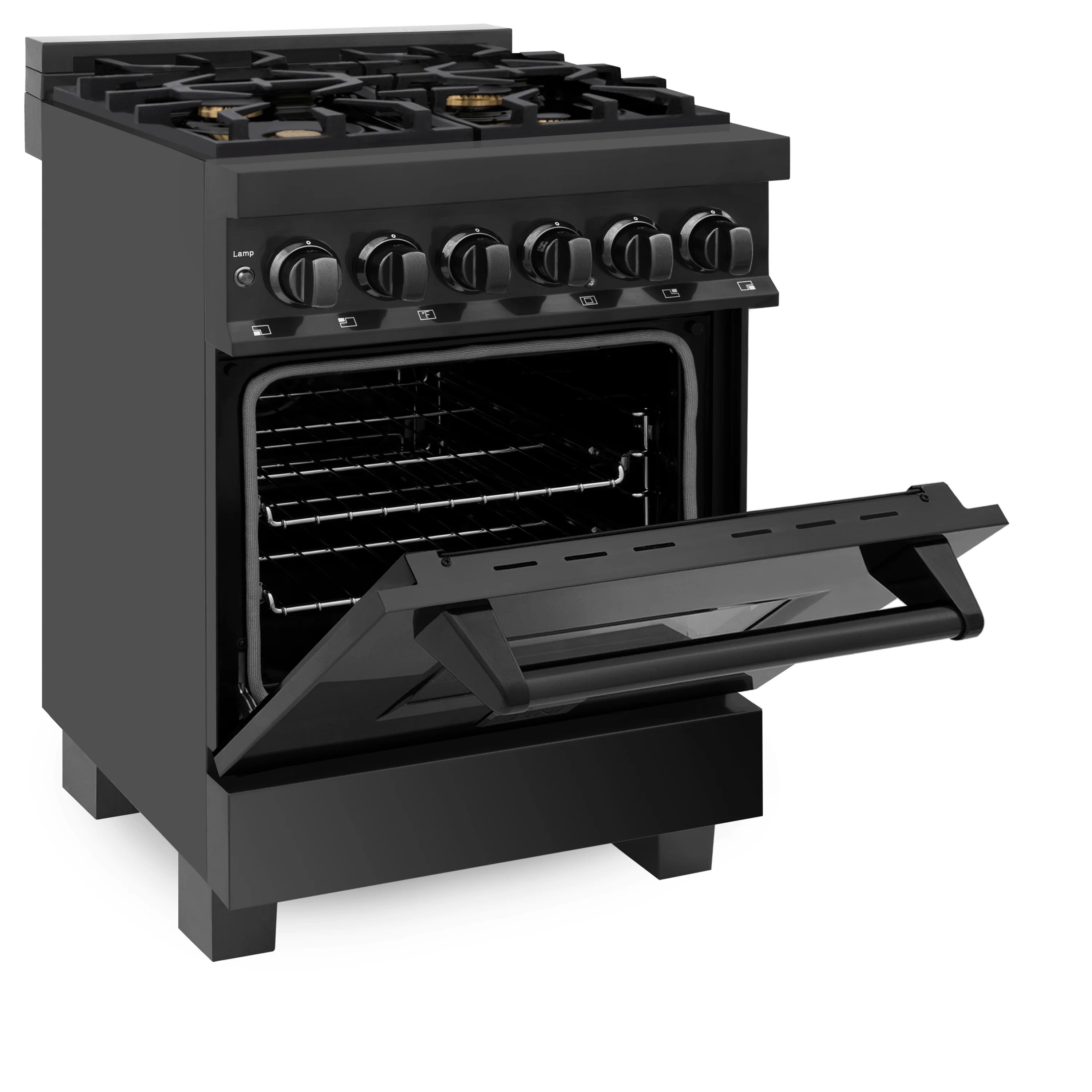 ZLINE 24 in. 2.8 cu. ft. Legacy Dual Fuel Range with Gas Cooktop and Electric Convection Oven in Black Stainless Steel with 4 Brass Burners, Open Box-Great Condition - Image 9