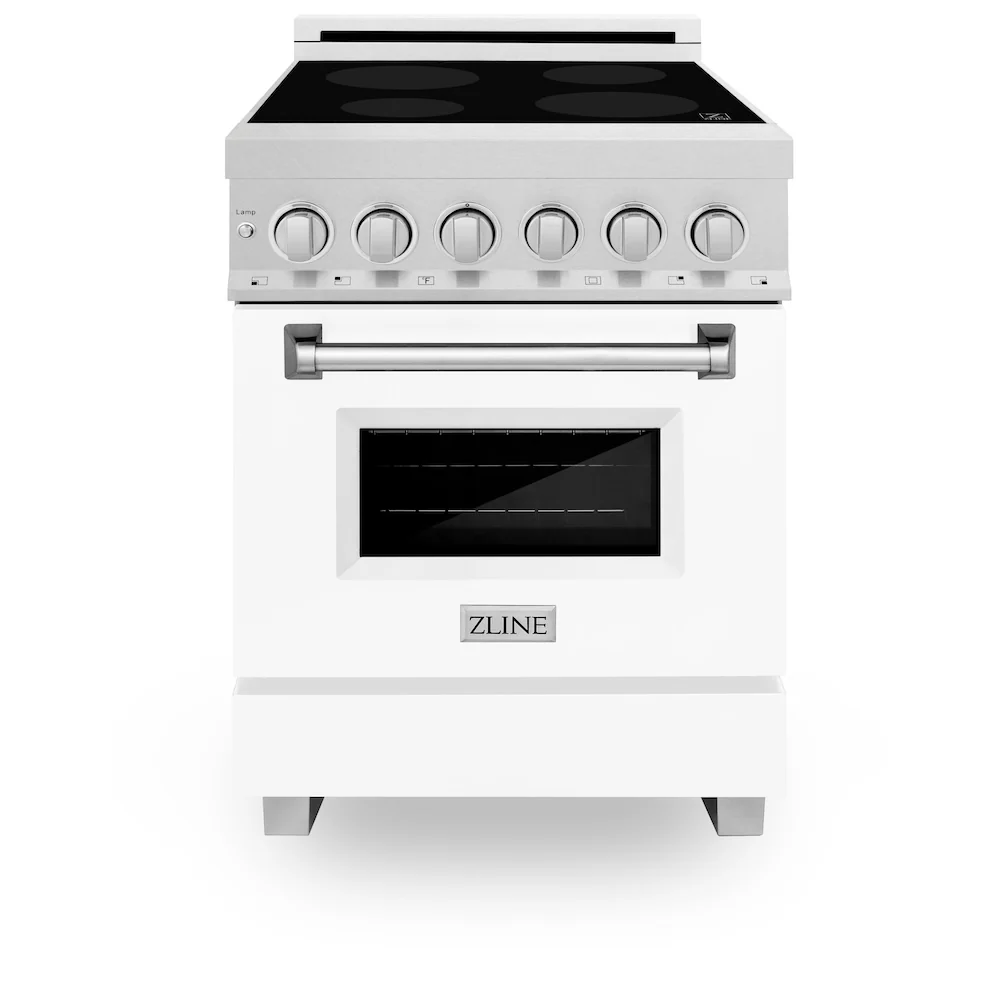 ZLINE 24 in. 2.8 cu. ft. Legacy Induction Range with 4 Element Cooktop and Electric Oven in Satin Stainless Steel and White Matte Door, Open Box-Great Condition - Image 4