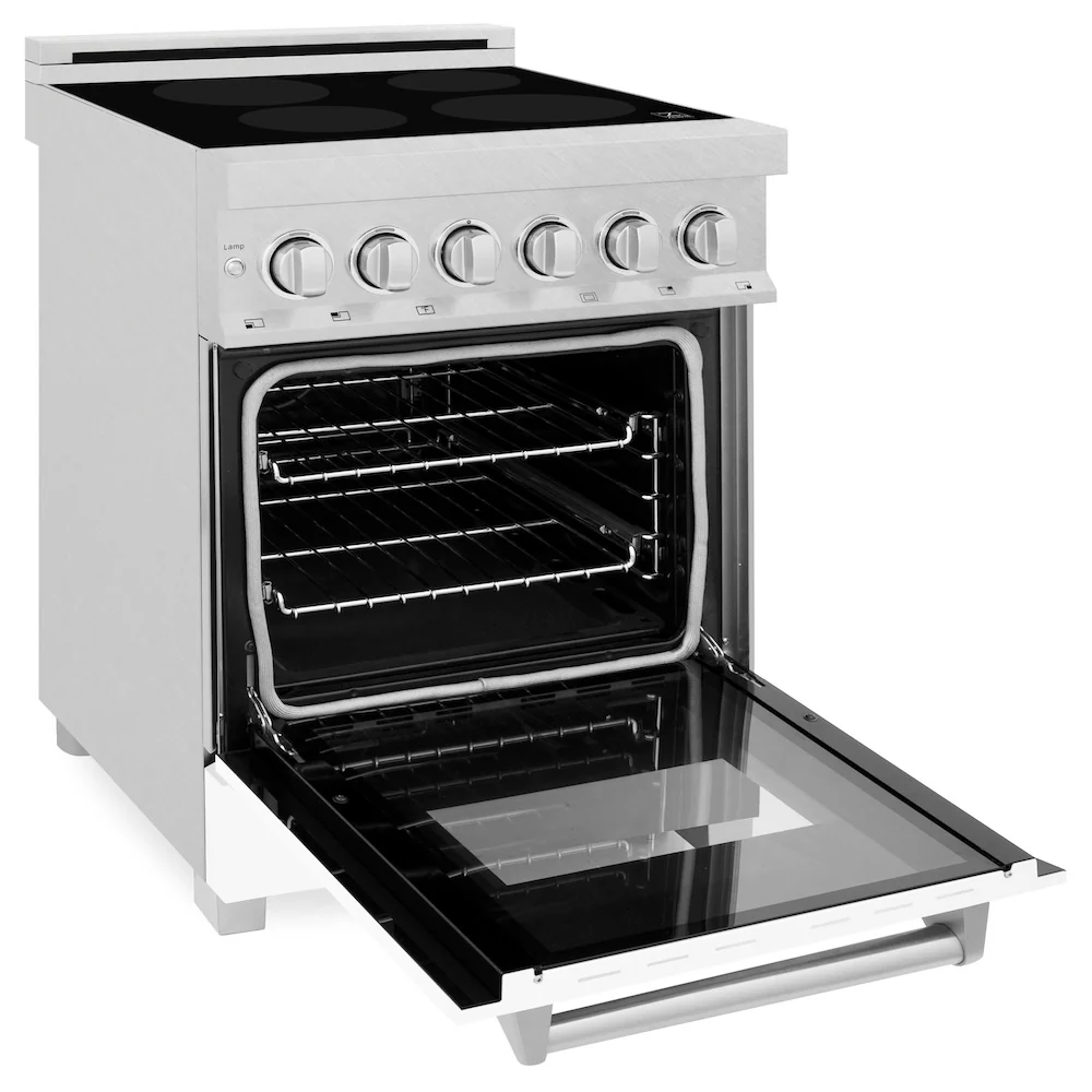 ZLINE 24 in. 2.8 cu. ft. Legacy Induction Range with 4 Element Cooktop and Electric Oven in Satin Stainless Steel and White Matte Door, Open Box-Great Condition - Image 7