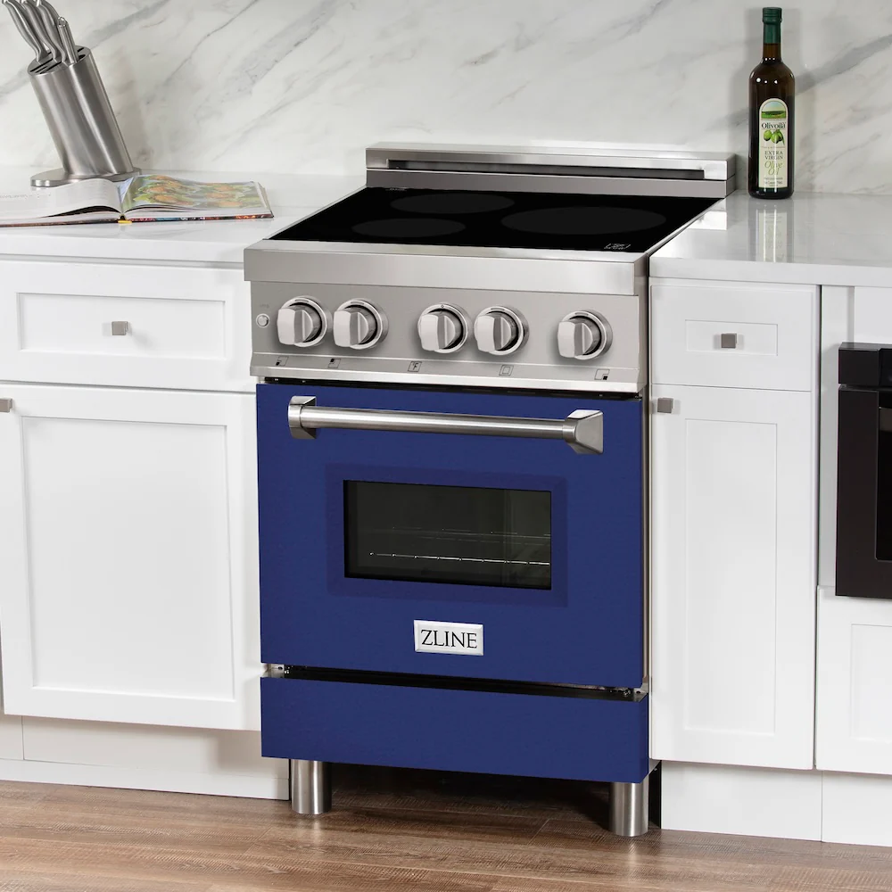ZLINE 24 in. 2.8 cu. ft. Legacy Induction Range with 4 Element Cooktop and Electric Oven in Stainless Steel and Blue Gloss Door, Open Box-Great Condition - Image 3