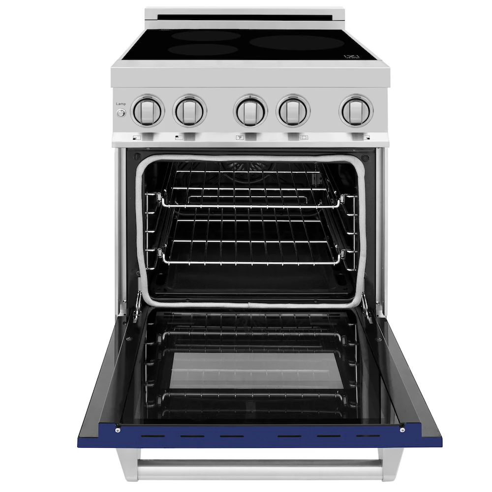 ZLINE 24 in. 2.8 cu. ft. Legacy Induction Range with 4 Element Cooktop and Electric Oven in Stainless Steel and Blue Gloss Door, Open Box-Great Condition - Image 6