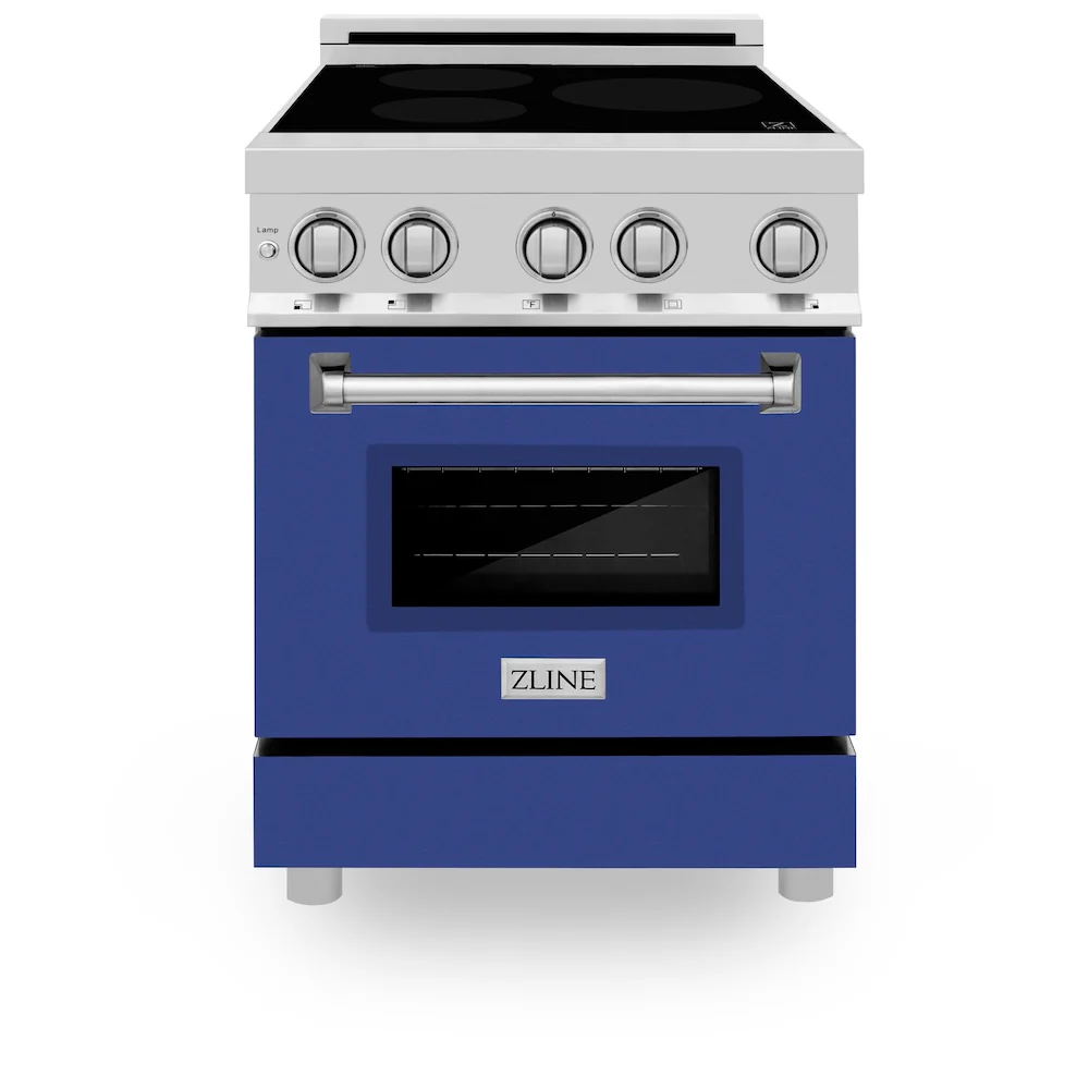 ZLINE 24 in. 2.8 cu. ft. Legacy Induction Range with 4 Element Cooktop and Electric Oven in Stainless Steel and Blue Matte Door, Open Box-Great Condition - Image 4
