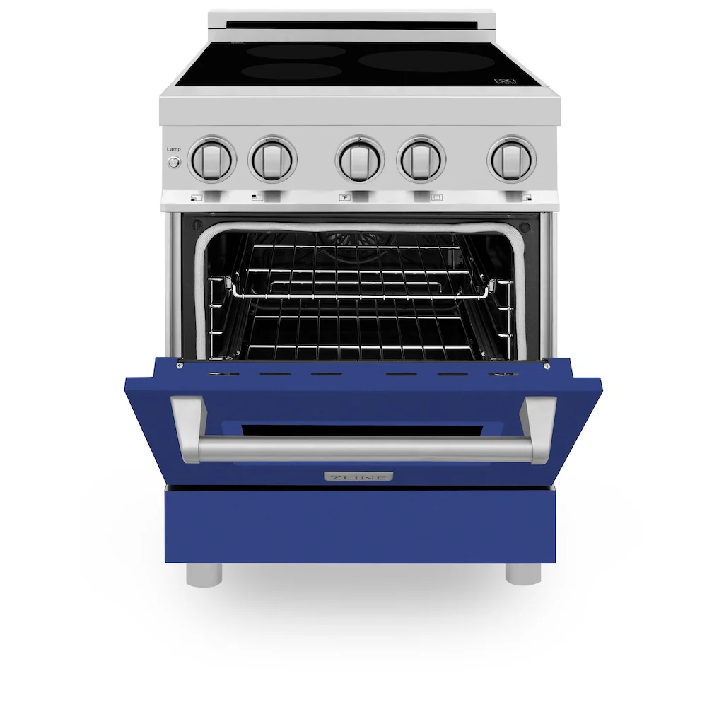ZLINE 24 in. 2.8 cu. ft. Legacy Induction Range with 4 Element Cooktop and Electric Oven in Stainless Steel and Blue Matte Door, Open Box-Great Condition - Image 5