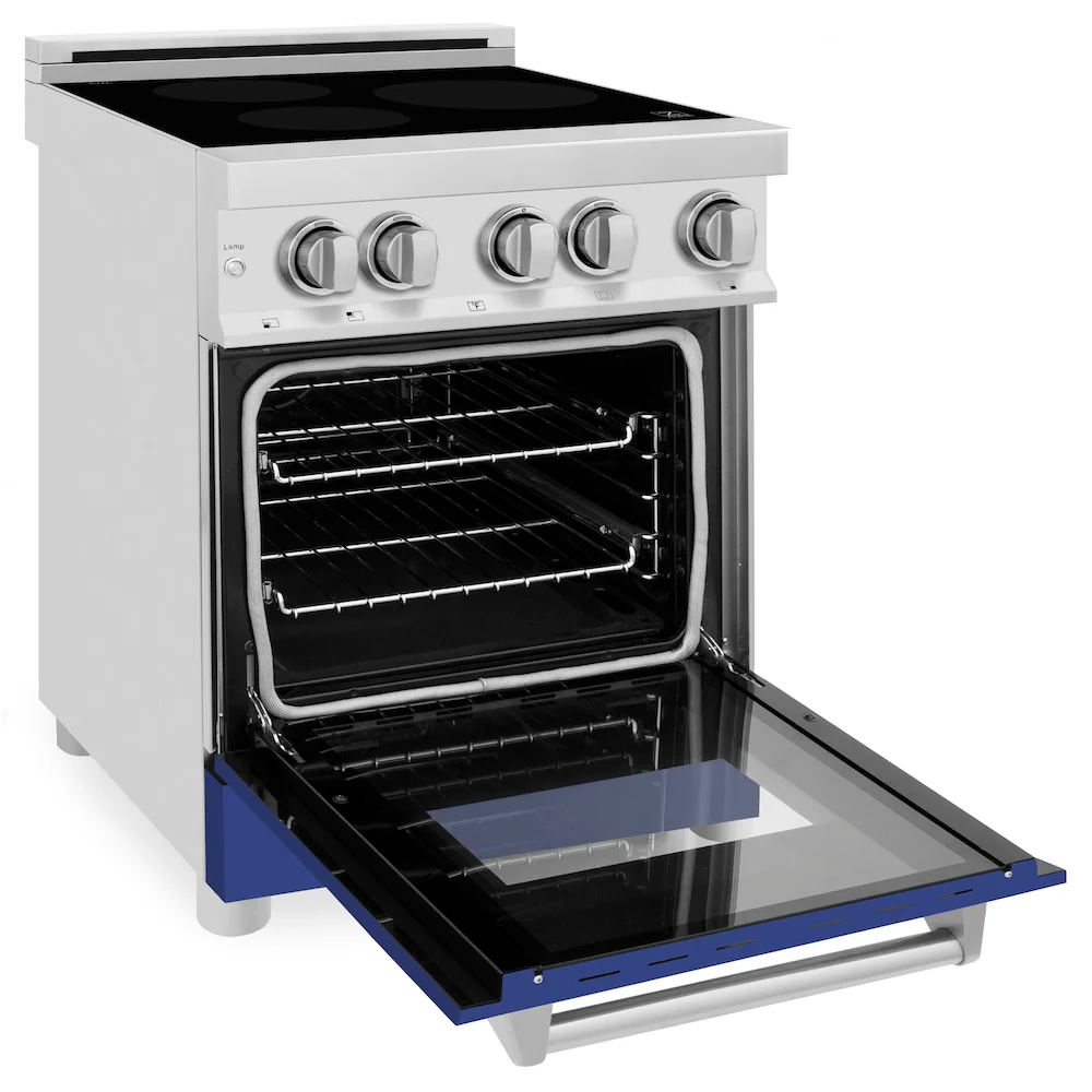 ZLINE 24 in. 2.8 cu. ft. Legacy Induction Range with 4 Element Cooktop and Electric Oven in Stainless Steel and Blue Matte Door, Open Box-Great Condition - Image 9