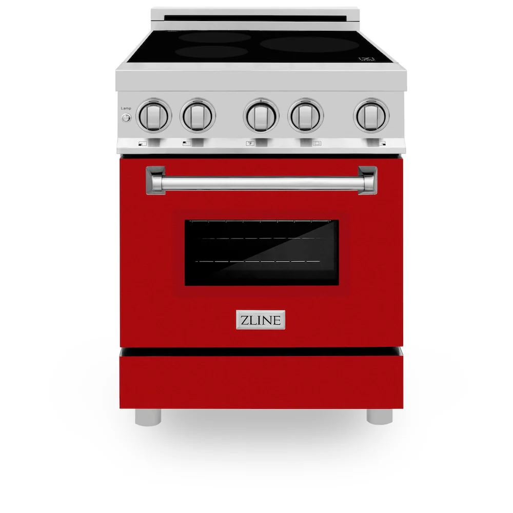 ZLINE 24 in. 2.8 cu. ft. Legacy Induction Range with 4 Element Cooktop and Electric Oven in Stainless Steel and Red Gloss Door, Open Box-Great Condition - Image 3