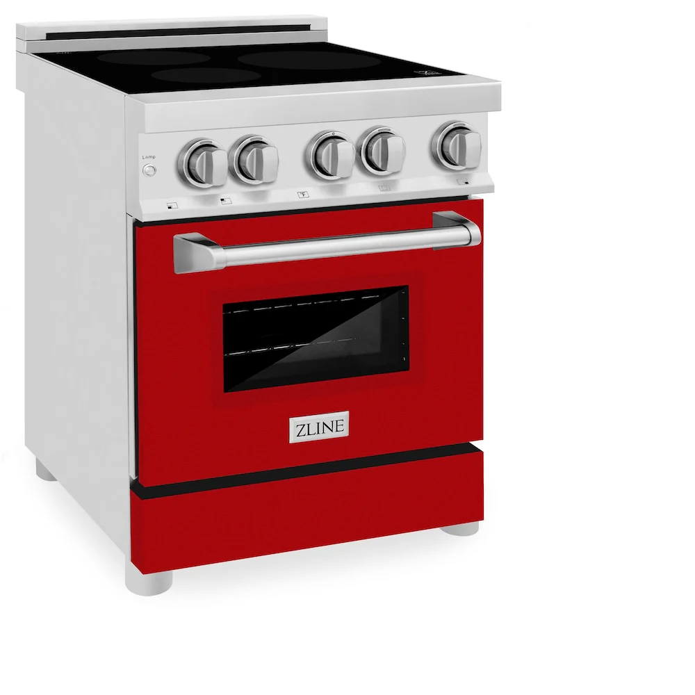 ZLINE 24 in. 2.8 cu. ft. Legacy Induction Range with 4 Element Cooktop and Electric Oven in Stainless Steel and Red Gloss Door, Open Box-Great Condition - Image 6