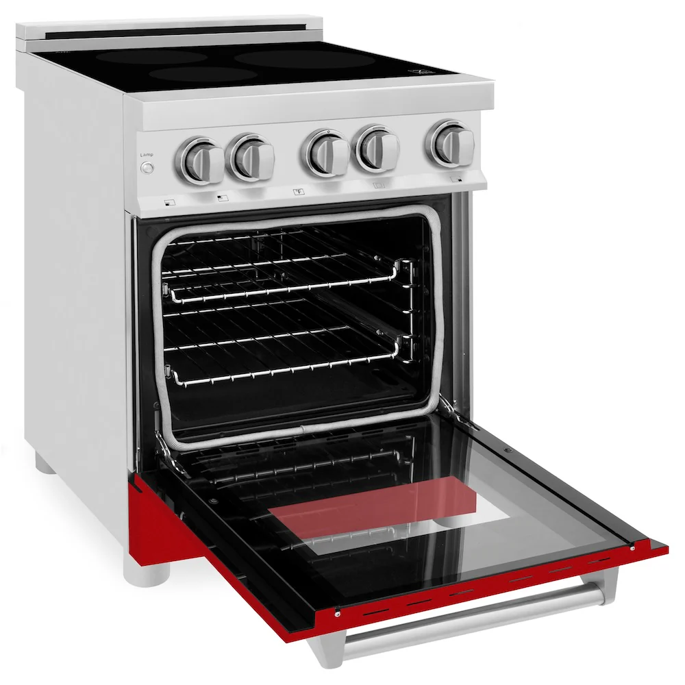 ZLINE 24 in. 2.8 cu. ft. Legacy Induction Range with 4 Element Cooktop and Electric Oven in Stainless Steel and Red Gloss Door, Open Box-Great Condition - Image 8
