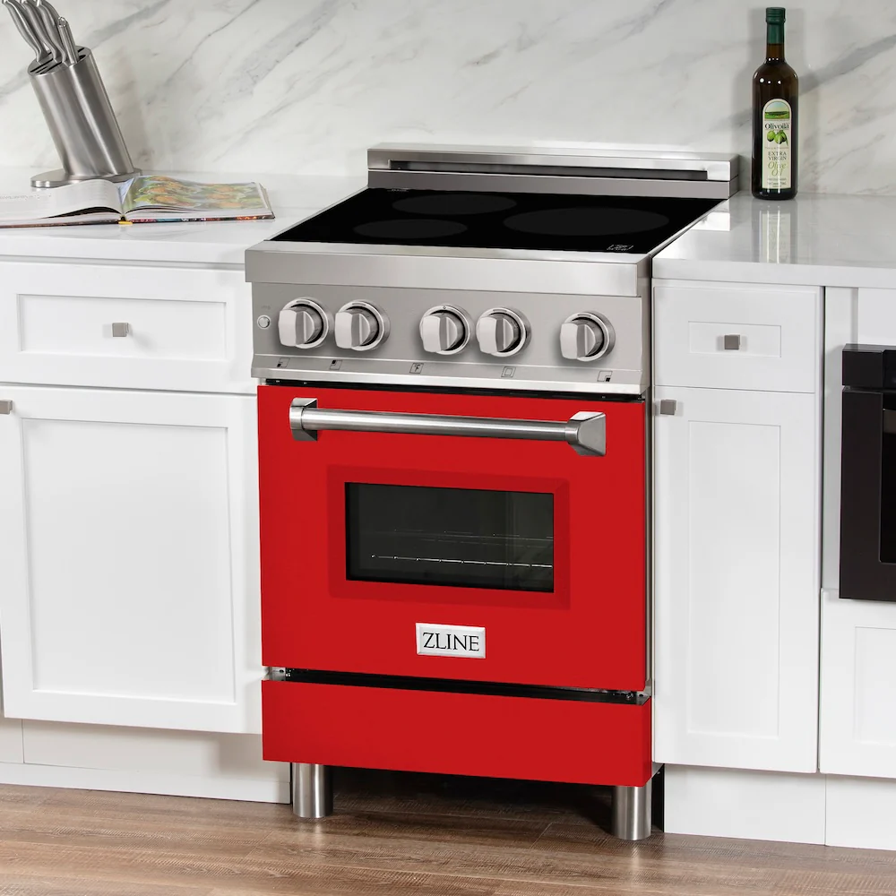 ZLINE 24 in. 2.8 cu. ft. Legacy Induction Range with 4 Element Cooktop and Electric Oven in Stainless Steel and Red Matte Door, Open Box-Great Condition - Image 3