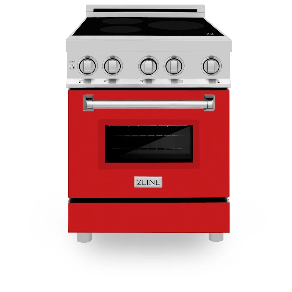 ZLINE 24 in. 2.8 cu. ft. Legacy Induction Range with 4 Element Cooktop and Electric Oven in Stainless Steel and Red Matte Door, Open Box-Great Condition - Image 4