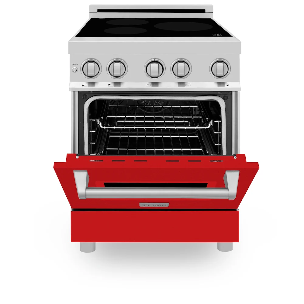 ZLINE 24 in. 2.8 cu. ft. Legacy Induction Range with 4 Element Cooktop and Electric Oven in Stainless Steel and Red Matte Door, Open Box-Great Condition - Image 5
