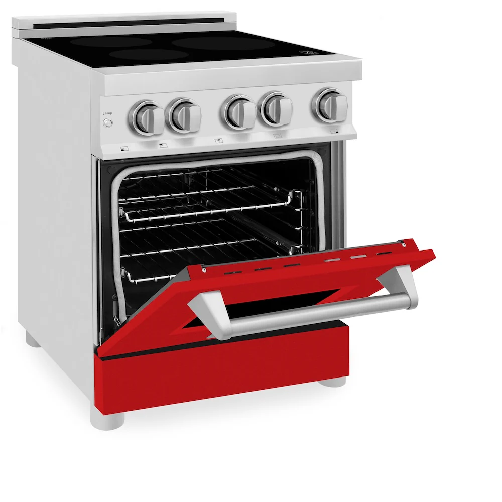 ZLINE 24 in. 2.8 cu. ft. Legacy Induction Range with 4 Element Cooktop and Electric Oven in Stainless Steel and Red Matte Door, Open Box-Great Condition - Image 8