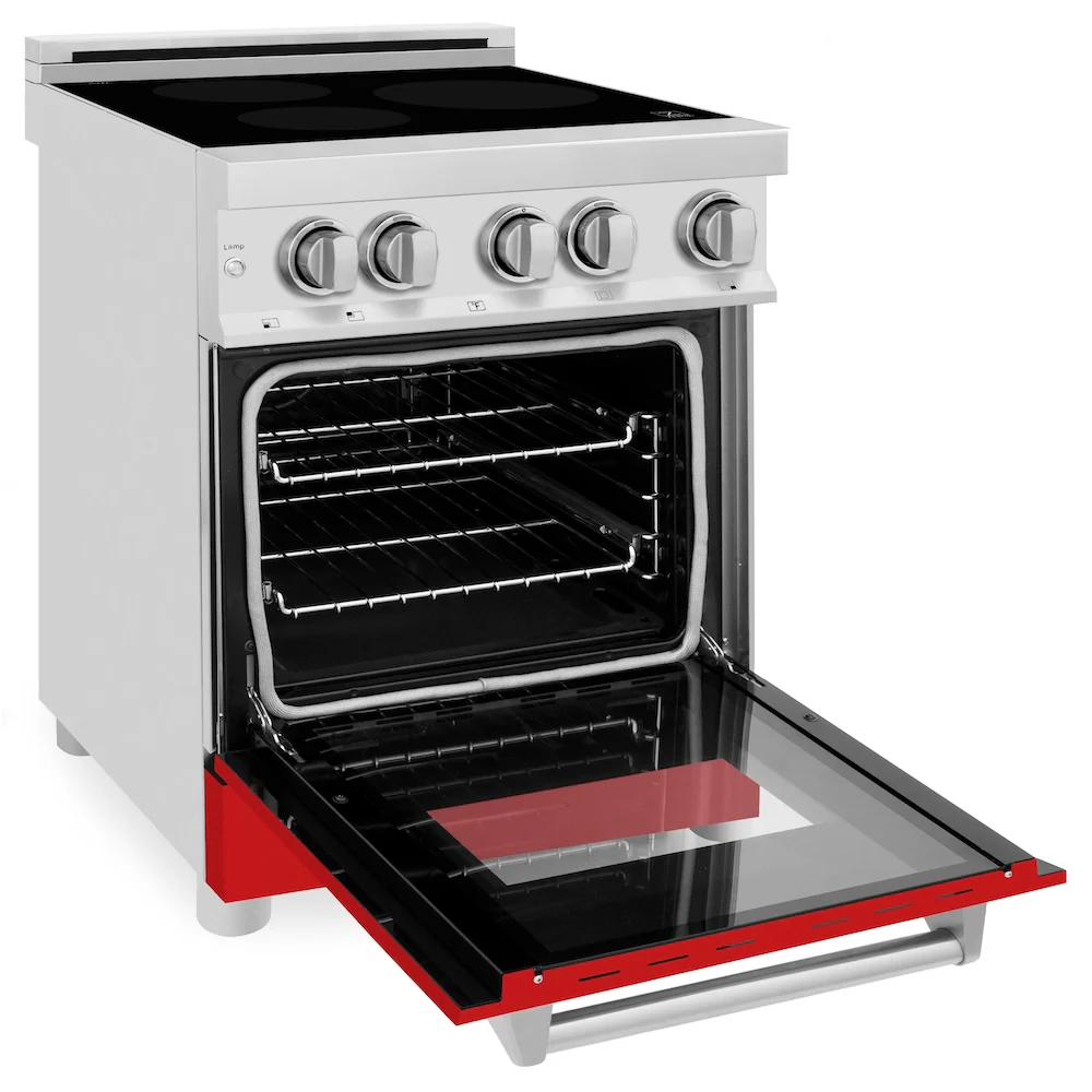 ZLINE 24 in. 2.8 cu. ft. Legacy Induction Range with 4 Element Cooktop and Electric Oven in Stainless Steel and Red Matte Door, Open Box-Great Condition - Image 9