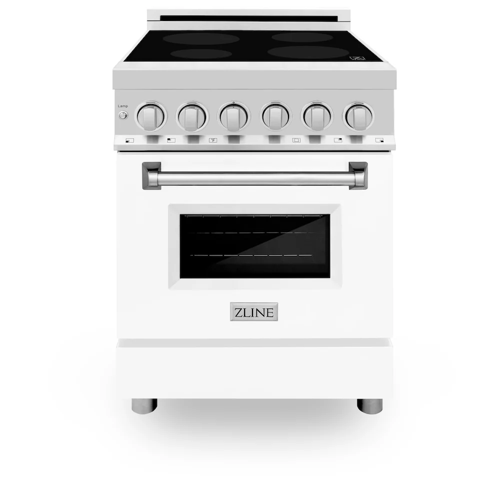 ZLINE 24 in. 2.8 cu. ft. Legacy Induction Range with 4 Element Cooktop and Electric Oven in Stainless Steel and White Matte Door, Open Box-Great Condition - Image 4