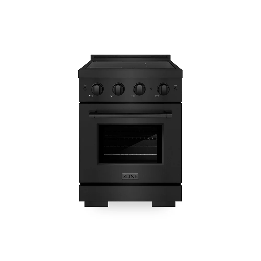 ZLINE 24 in. 3.2 cu. ft. Paramount Induction Range with 3 Element Cooktop and Electric Convection Oven in Black Stainless Steel, Open Box-Great Condition