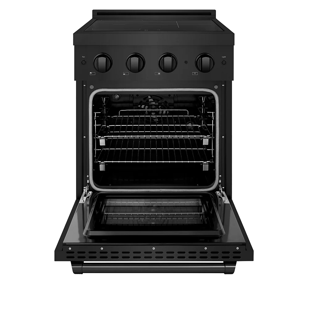 ZLINE 24 in. 3.2 cu. ft. Paramount Induction Range with 3 Element Cooktop and Electric Convection Oven in Black Stainless Steel (SINRB-24) - Image 3