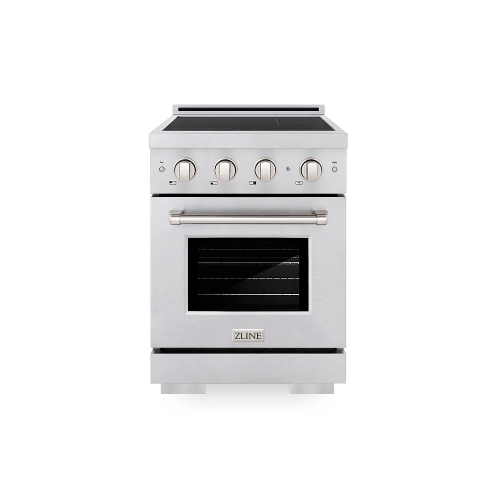 ZLINE 24 in. 3.2 cu. ft. Paramount Induction Range with 3 Element Cooktop and Electric Convection Oven in Satin Stainless Steel, Open Box-Great Condition