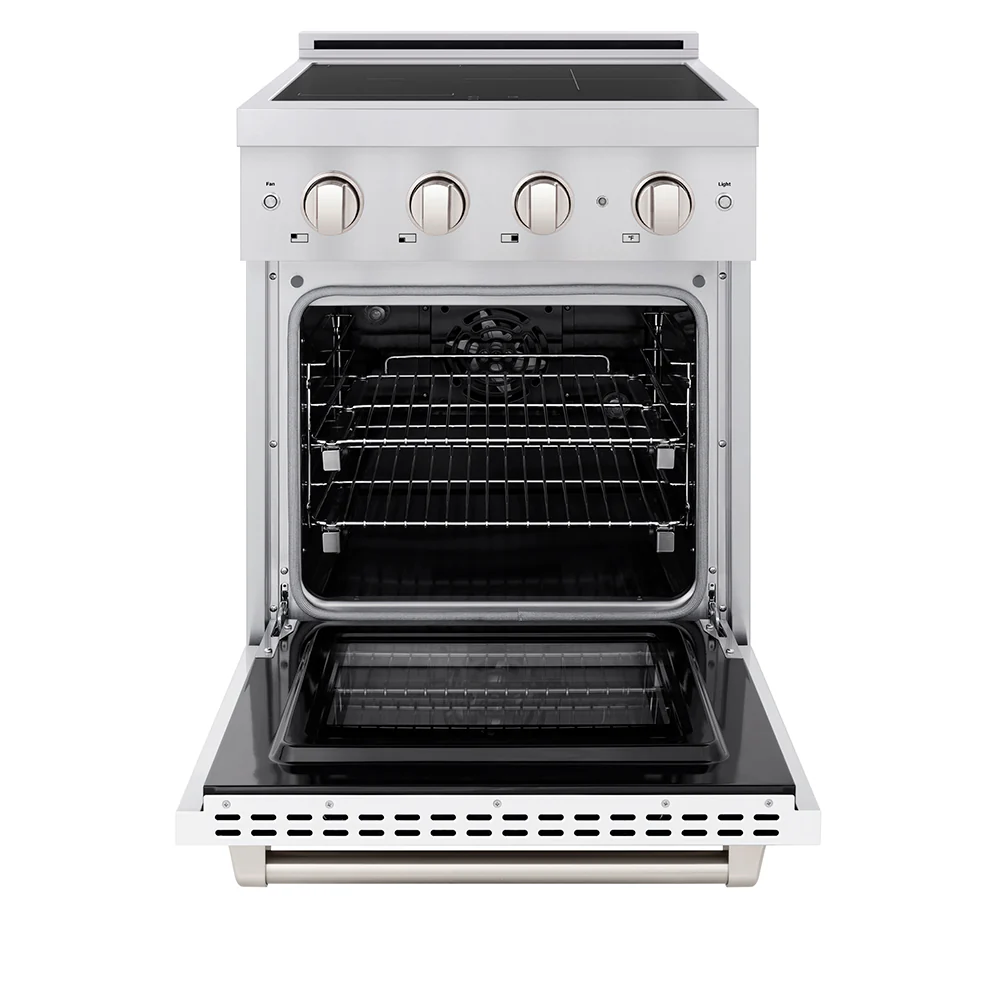 ZLINE 24 in. 3.2 cu. ft. Paramount Induction Range with 3 Element Cooktop and Electric Convection Oven in Stainless Steel with White Matte Door (SINR-WM-24) - Image 3