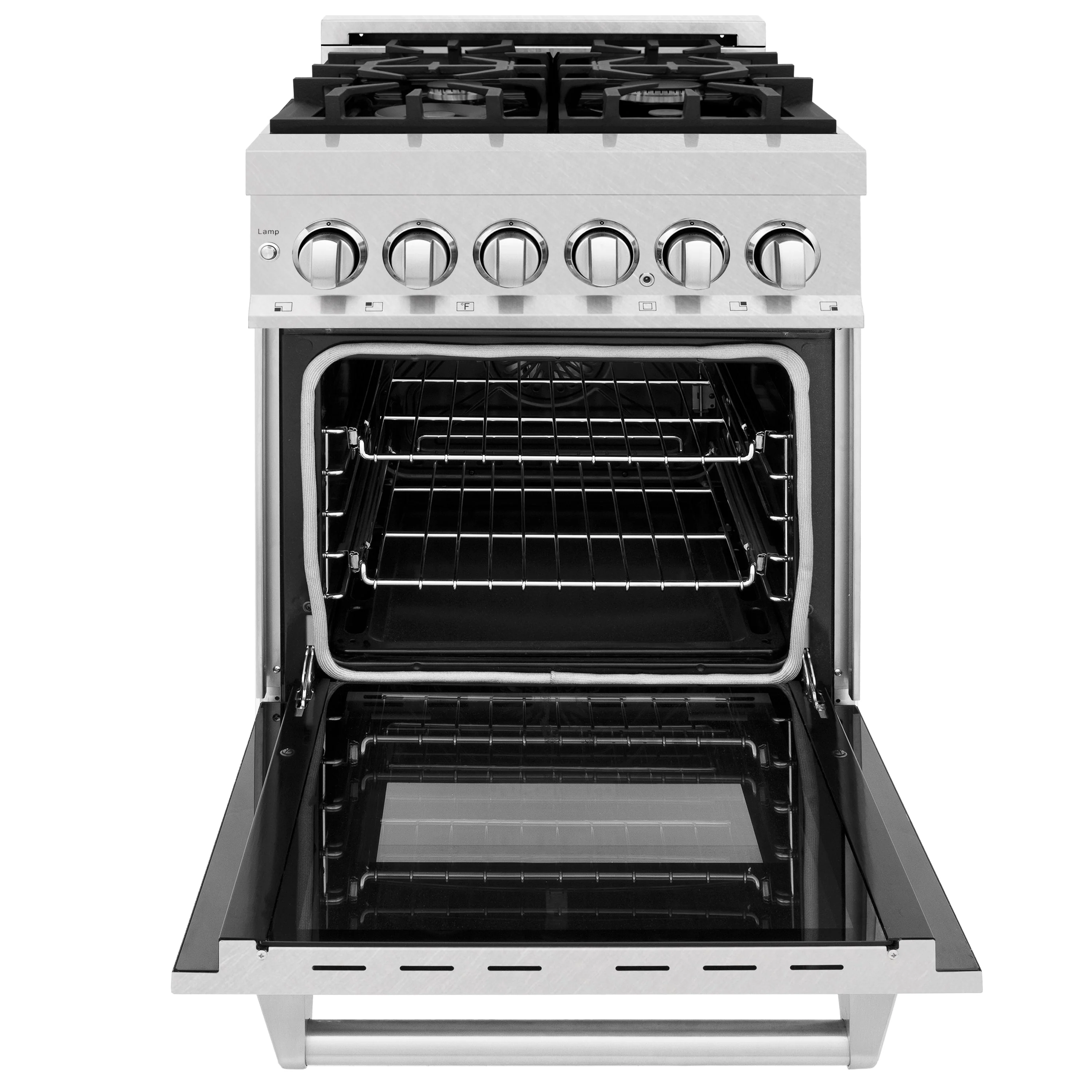 ZLINE 24 in. 2.8 cu. ft. Legacy Dual Fuel Range with 4 Burner Gas Cooktop and Electric Convection Oven in Satin Stainless Steel with Griddle (RAS-SN-GR-24) - Image 3
