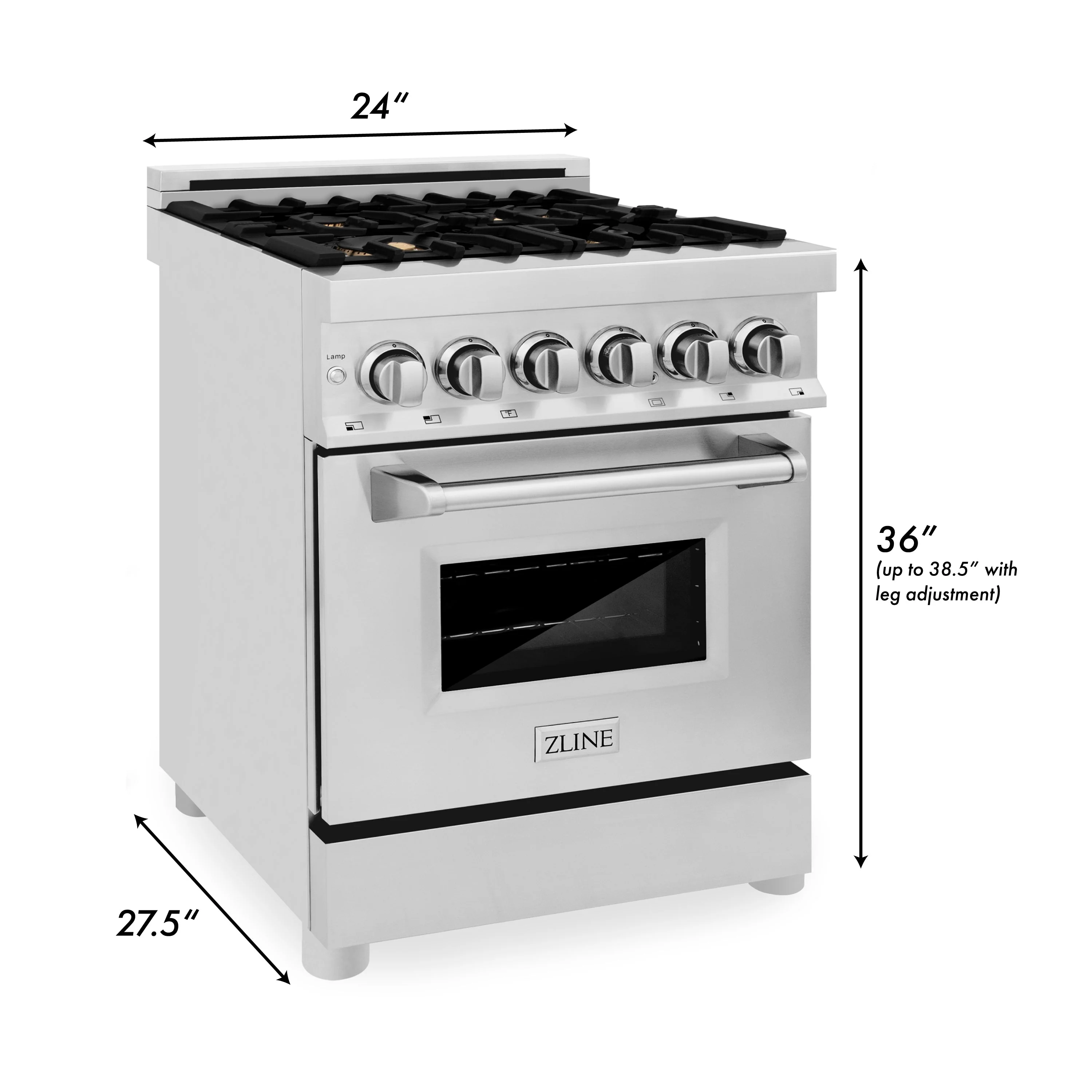 ZLINE 24 in. 2.8 cu. ft. Legacy Dual Fuel Range with 4 Burner Gas Cooktop and Electric Convection Oven (RA-BR-GR-24) - Image 10