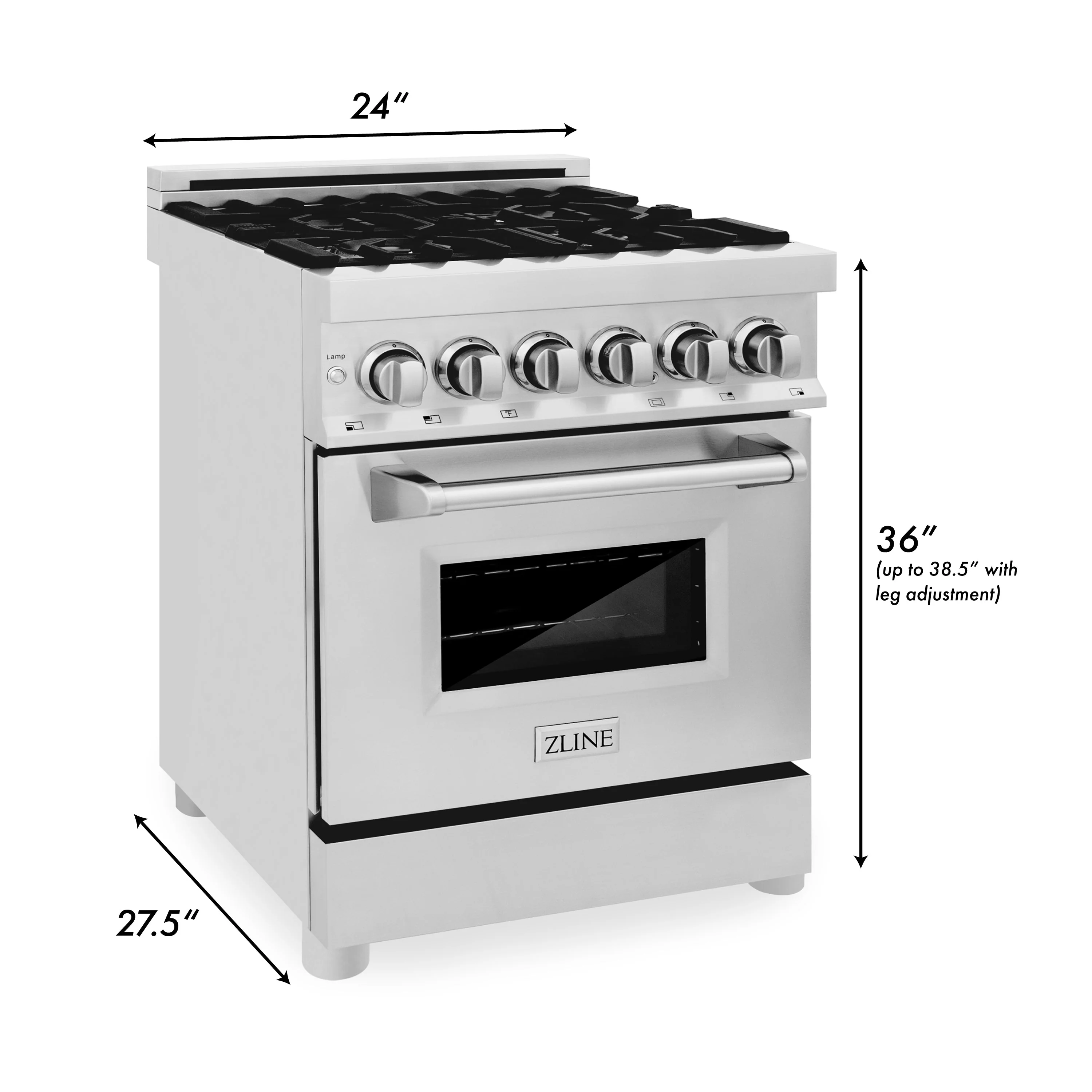 ZLINE 24 in. 2.8 cu. ft. Legacy Dual Fuel Range with 4 Burner Gas Cooktop and Electric Convection Oven in Stainless Steel with Griddle (RA-GR-24) - Image 10