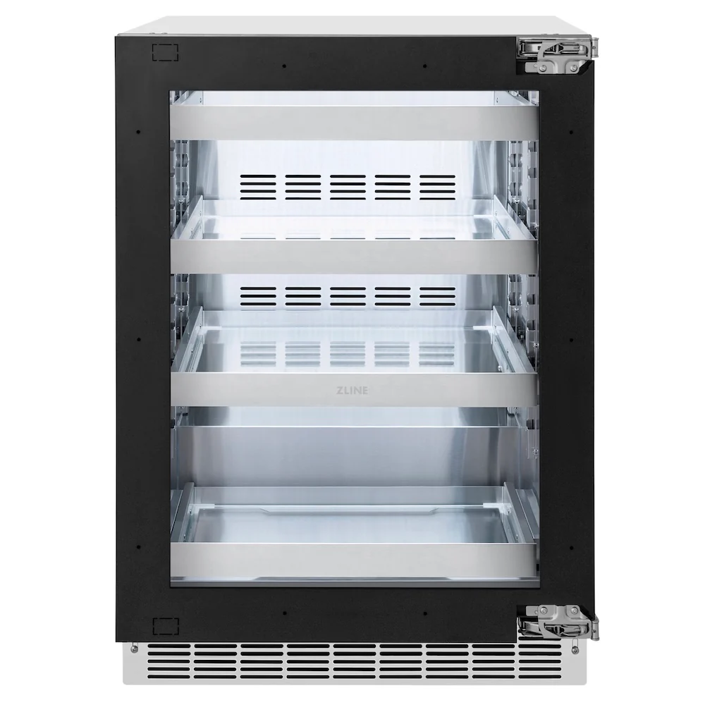 ZLINE 24 in. Touchstone 151 Can Beverage Fridge with Panel Ready Glass Door, Open Box-Great Condition