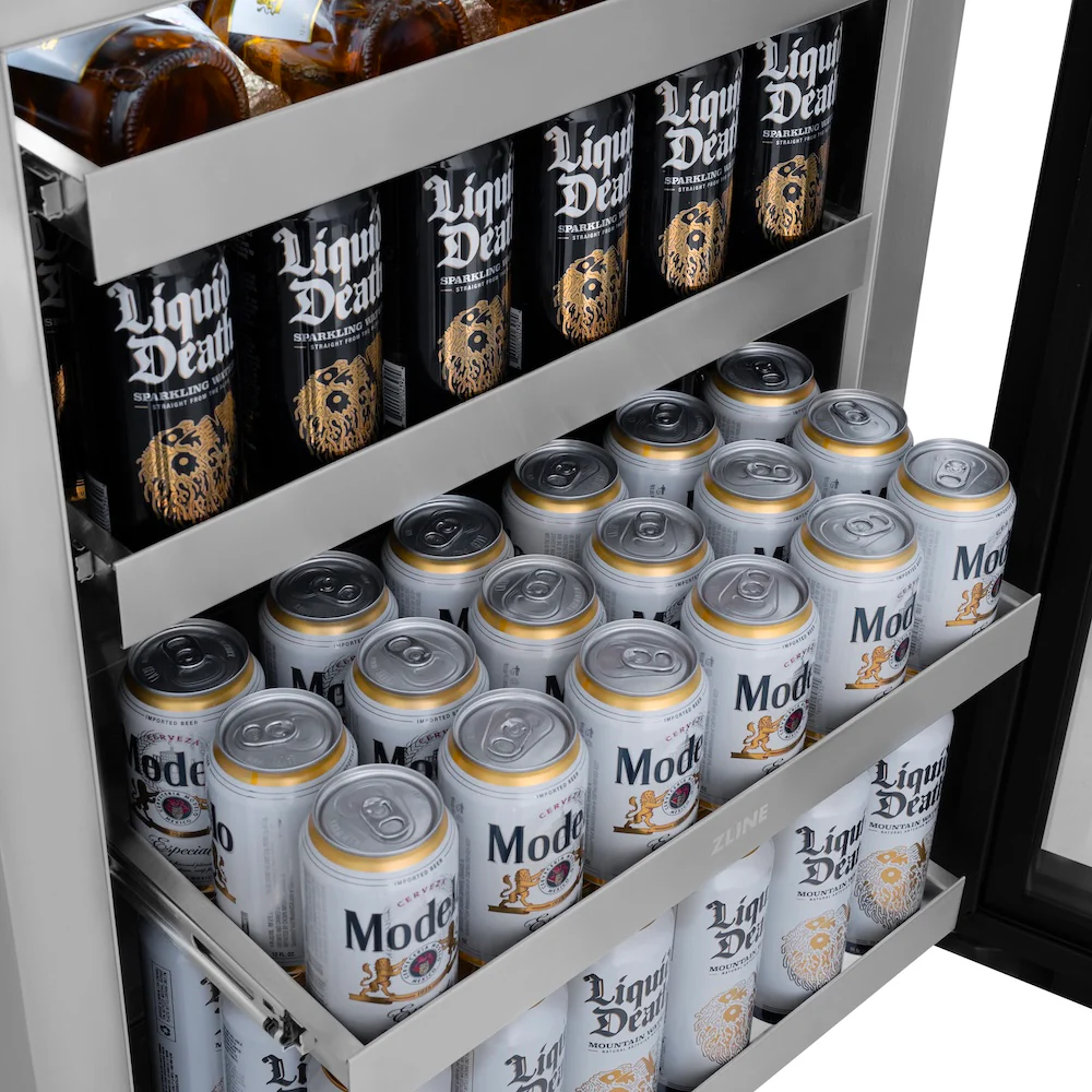 ZLINE 24 in. Touchstone 151 Can Beverage Fridge with Panel Ready Glass Door, Open Box-Great Condition - Image 8