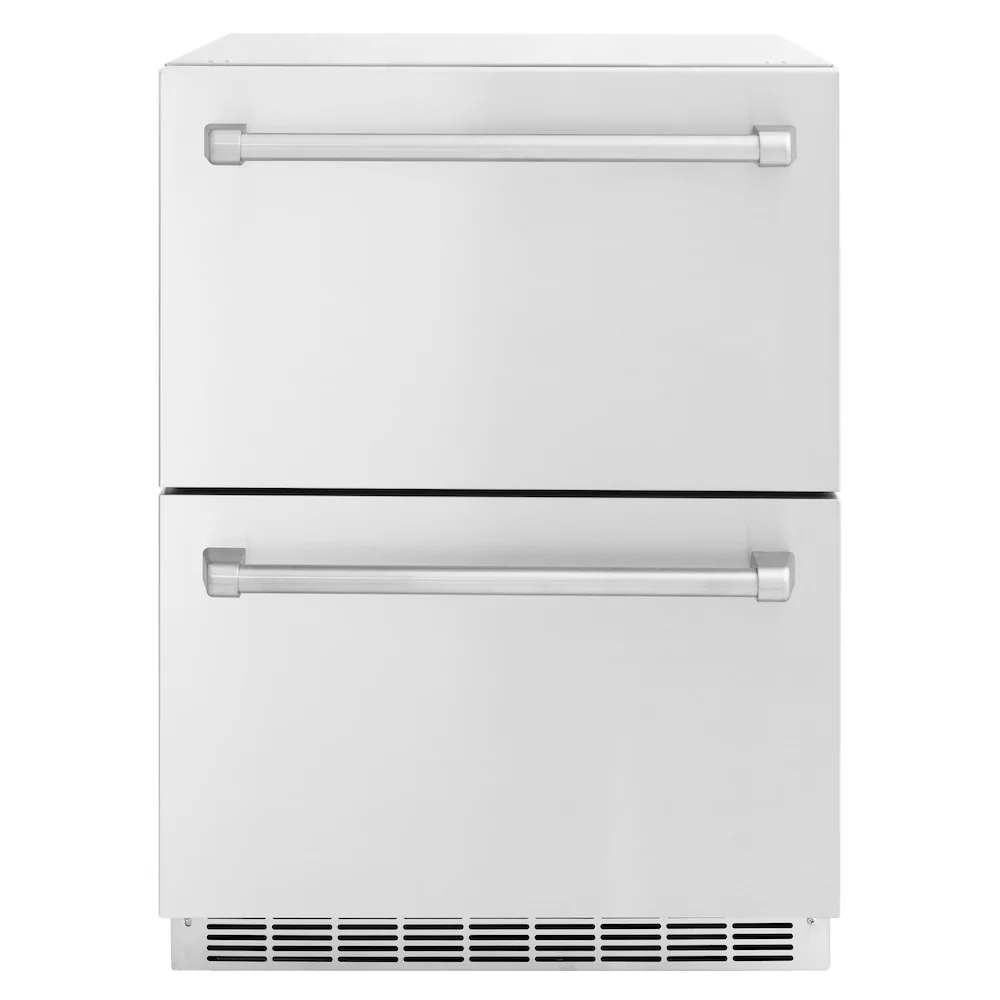ZLINE 24 in. Touchstone 168 Can Outdoor-Rated Dual Refrigerator Drawer with Stainless Steel Doors, Open Box-Great Condition