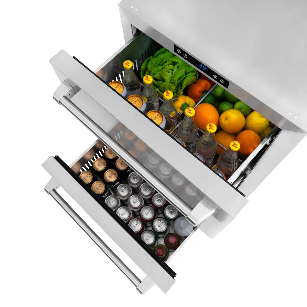 ZLINE 24 in. Touchstone 168 Can Outdoor-Rated Dual Refrigerator Drawer with Stainless Steel Doors, Open Box-Great Condition - Image 15