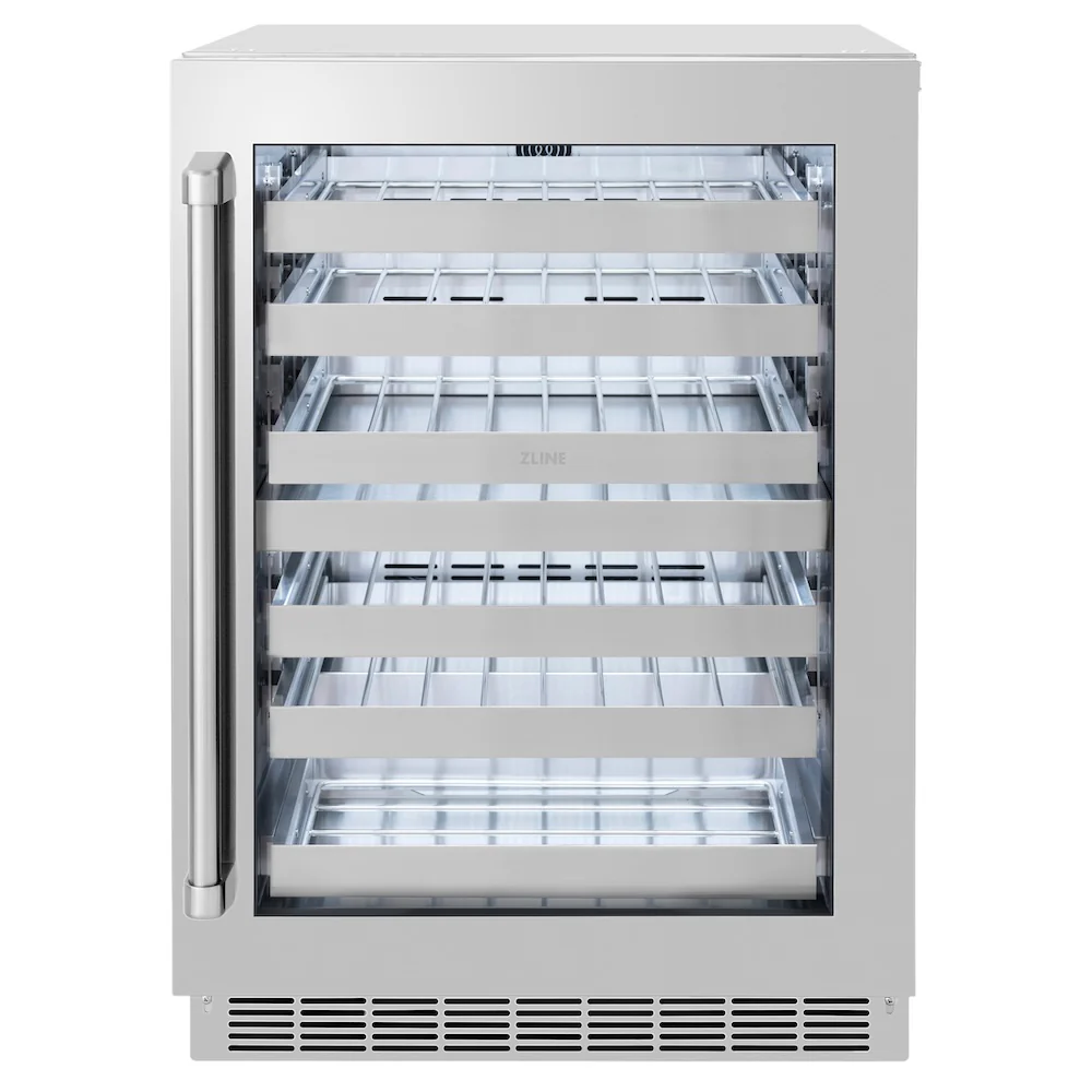 ZLINE 24 in. Touchstone Dual Zone 44 Bottle Wine Cooler with Stainless Steel Glass Door, Open Box-Great Condition