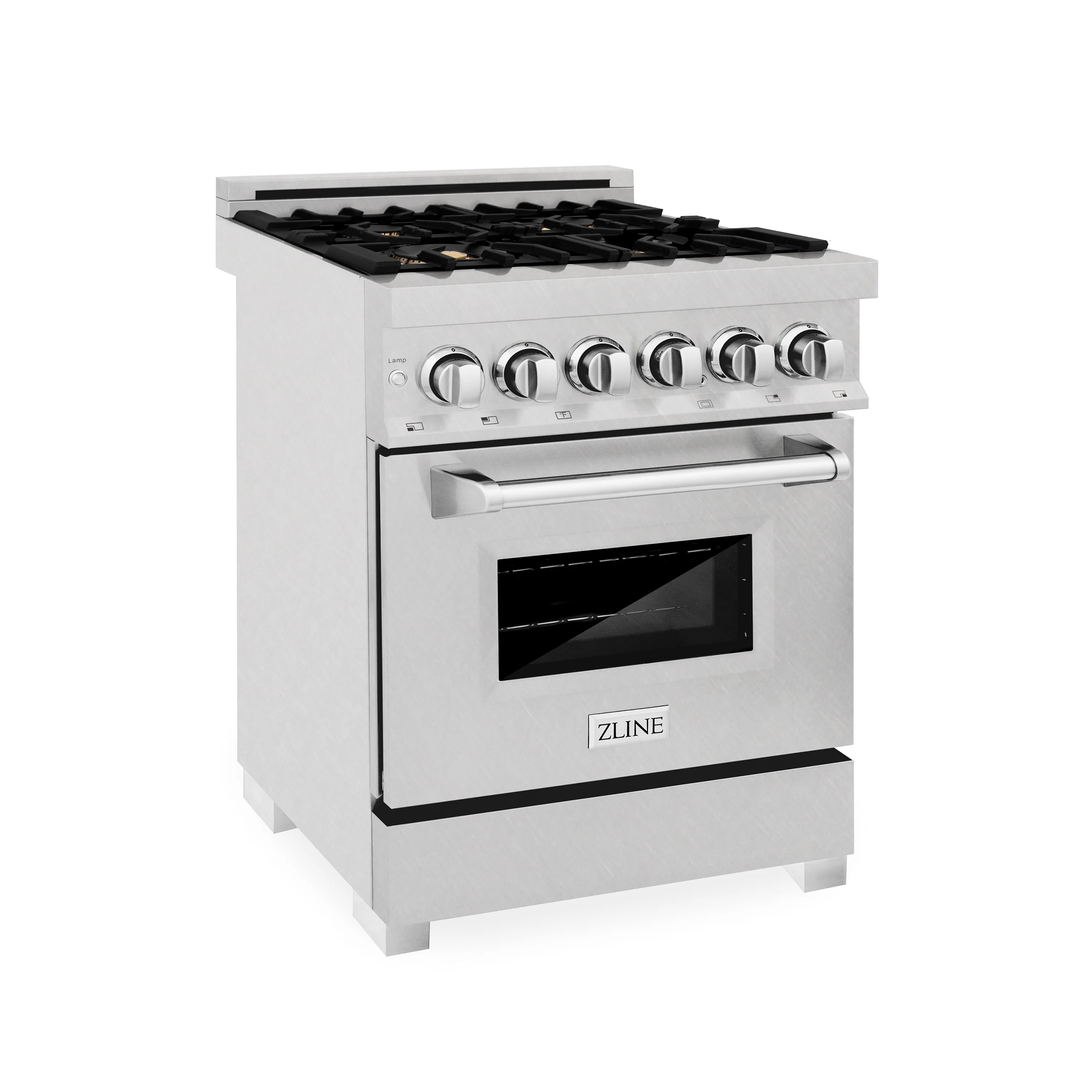 ZLINE 24 in. 2.8 cu. ft. Legacy Dual Fuel Range with Gas Cooktop and Electric Convection Oven in Satin Stainless Steel with 4 Brass Burners (RAS-SN-BR-24)