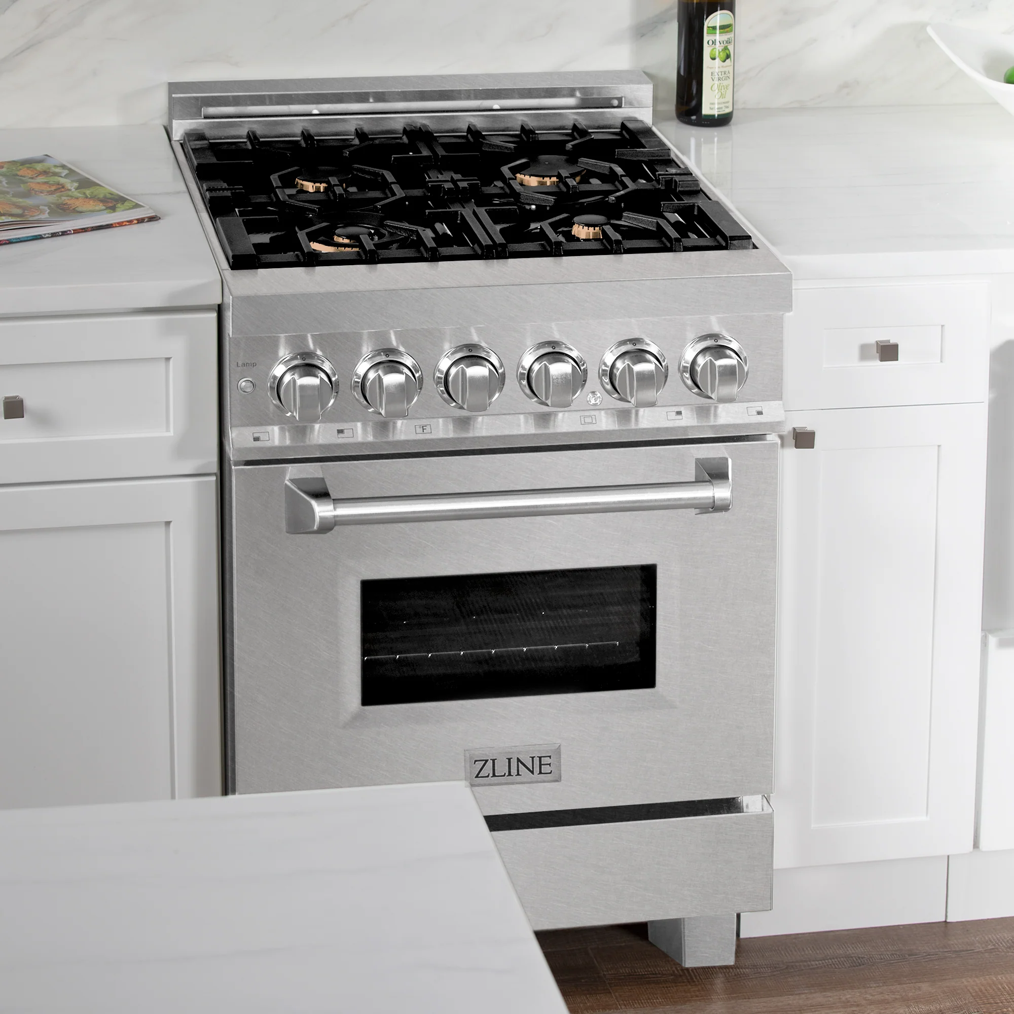 ZLINE 24 in. 2.8 cu. ft. Legacy Dual Fuel Range with Gas Cooktop and Electric Convection Oven in Satin Stainless Steel with 4 Brass Burners (RAS-SN-BR-24) - Image 24