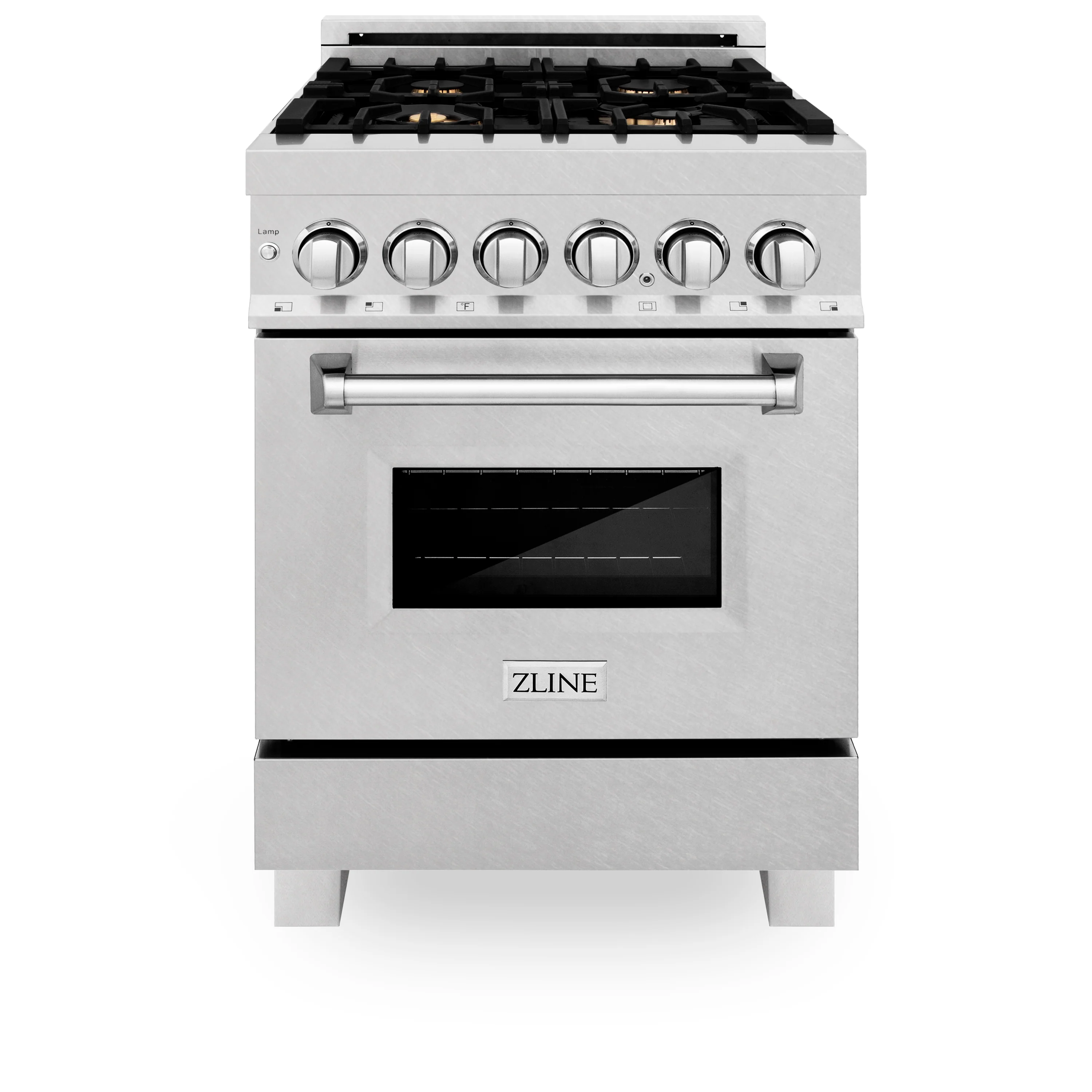 ZLINE 24 in. 2.8 cu. ft. Legacy Dual Fuel Range with Gas Cooktop and Electric Convection Oven in Satin Stainless Steel with 4 Brass Burners (RAS-SN-BR-24) - Image 3