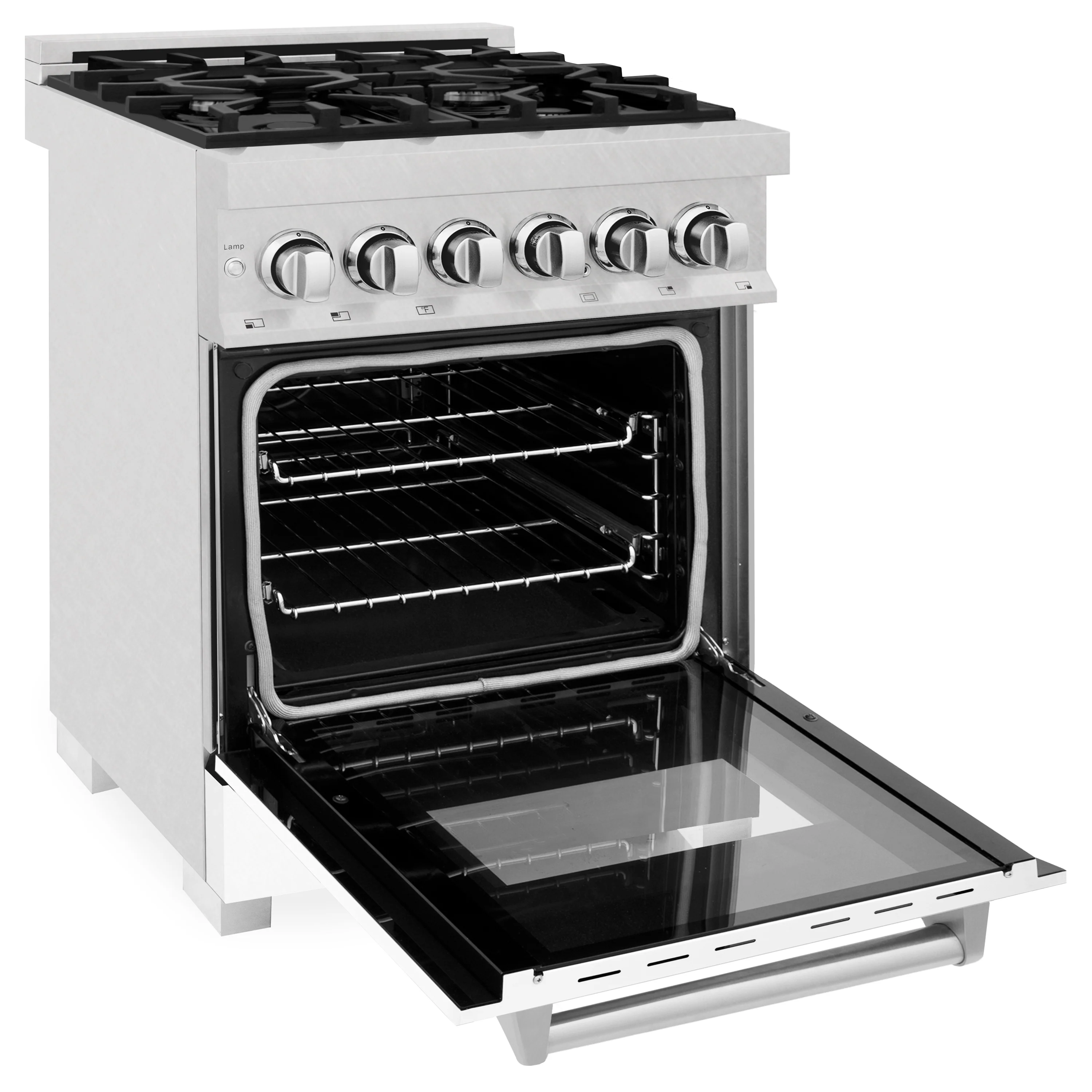 ZLINE 24 in. 2.8 cu. ft. Legacy Dual Fuel Range with 4 Burner Gas Cooktop and Electric Convection Oven in Satin Stainless Steel and White Matte Door (RAS-WM-24) - Image 5