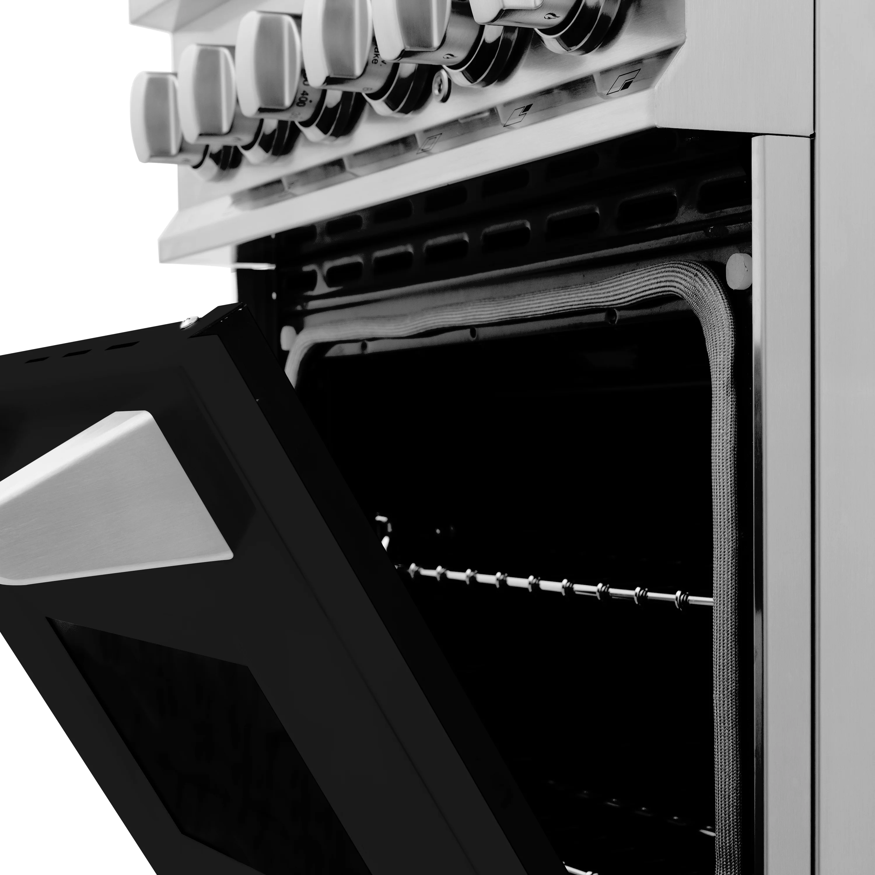 ZLINE 24 in. 2.8 cu. ft. Legacy Dual Fuel Range with 4 Burner Gas Cooktop and Electric Convection Oven in Stainless Steel and Black Matte Door (RA-BLM-24) - Image 13